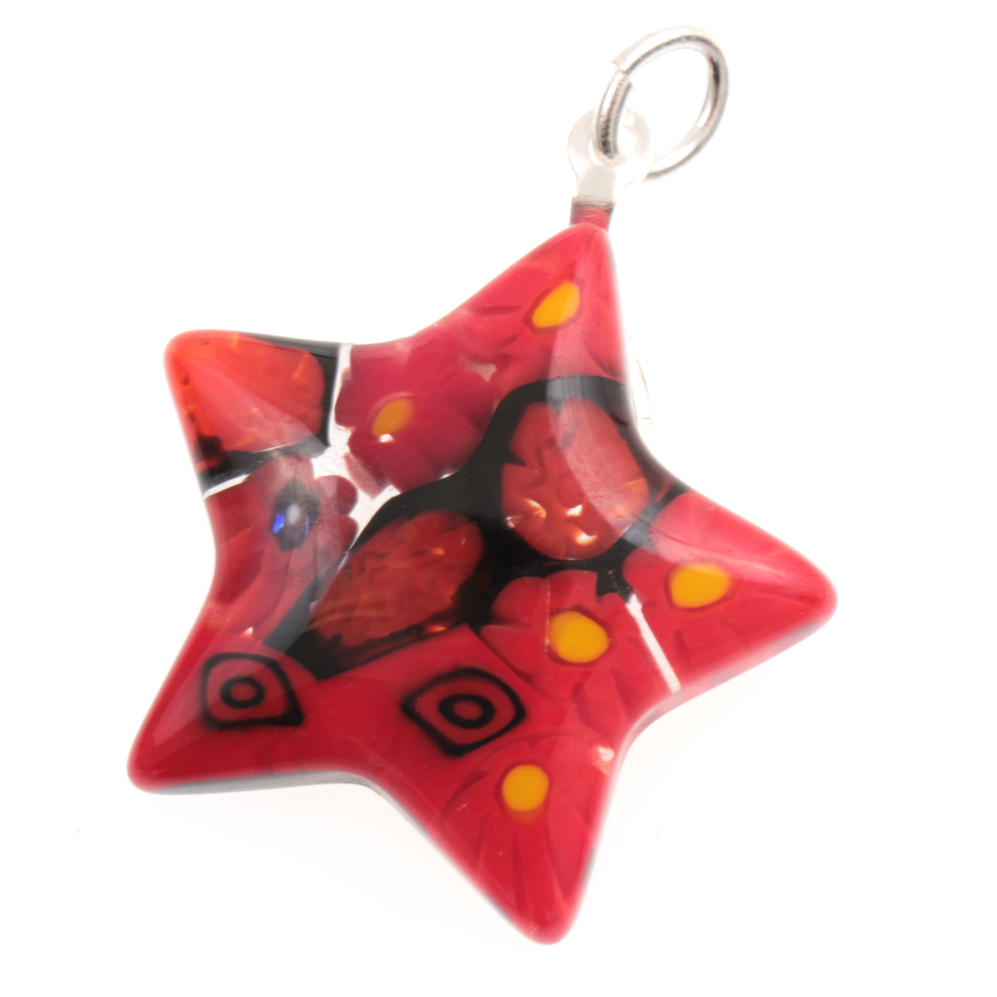 Super Mille Fiori Anhänger "Asteria" Murano Glas-rot