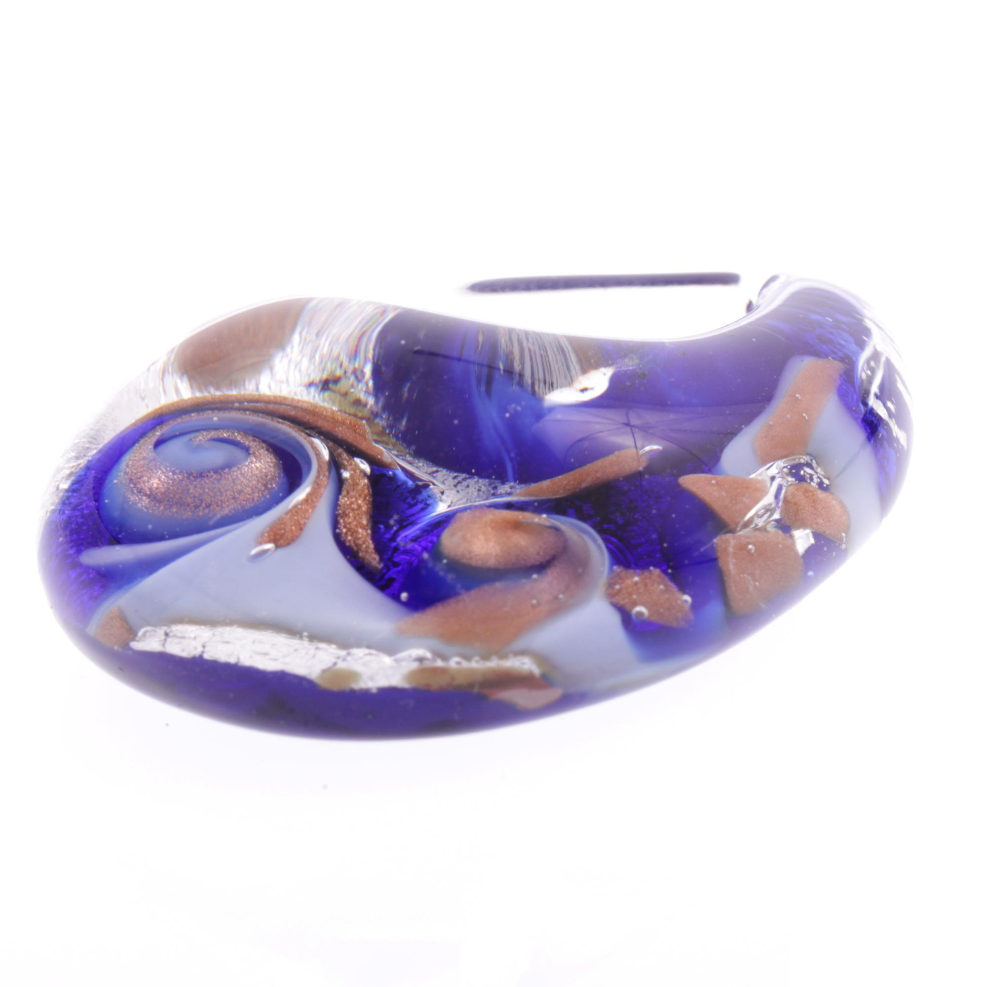 Erlesener Murano Glas Anhänger Model "Drop"-blau-silber