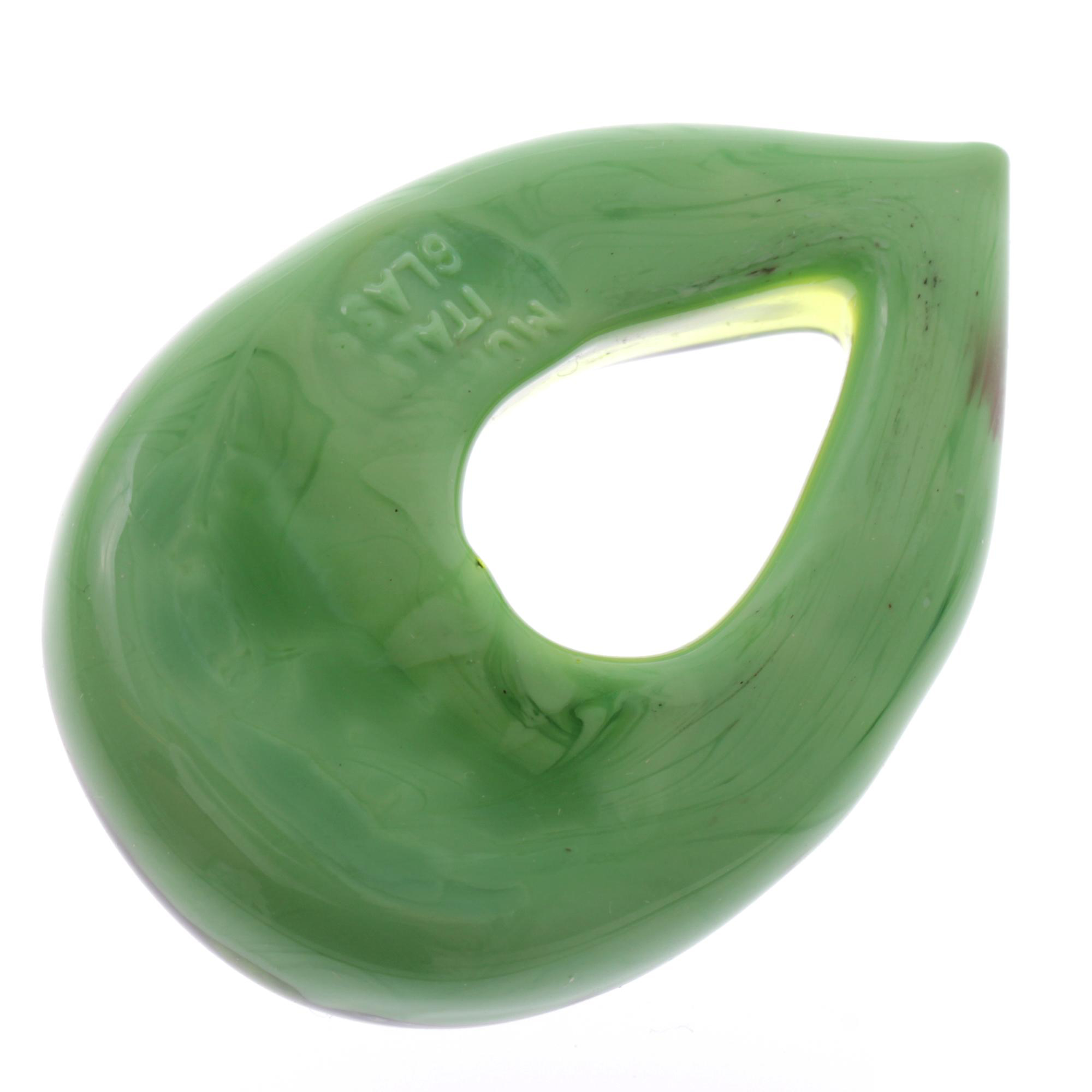 Drop Tropfen-Anhänger Grün aus echtem Muranoglas mit echtem Blattsilber