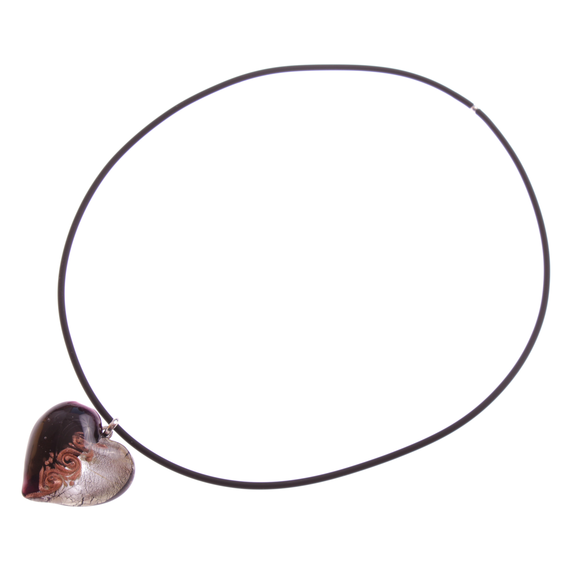 Girello medium Muranoglas Anhänger Schwarz/Silber; Muranoglas mit echtem Blattsilber und Kupfer; hypoallergene, hochwertig versilberte Öse
