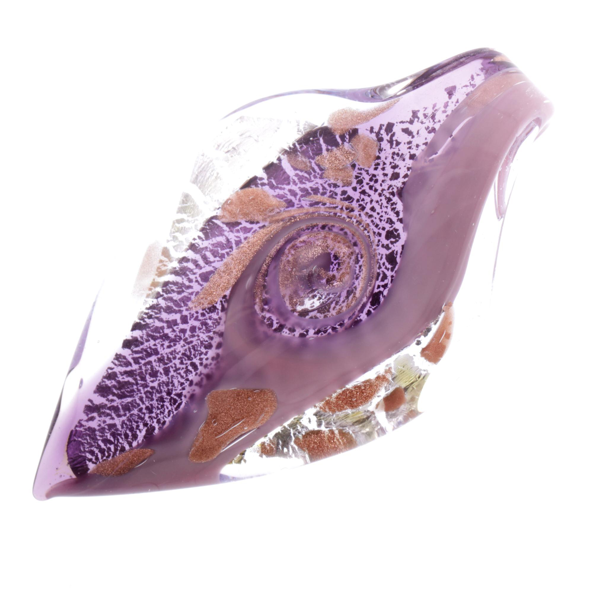 Feines kleines Murano Glas Blatt "Pala" Anhänger-amethist-silber Feines kleines Murano Glas Blatt "Pala" Anhänger-amethist-silber