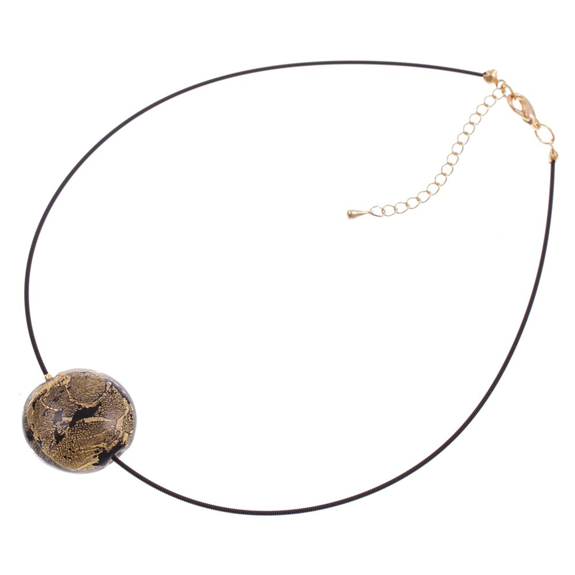 Murano Glas Collier "Cielo" -schwarz-gold