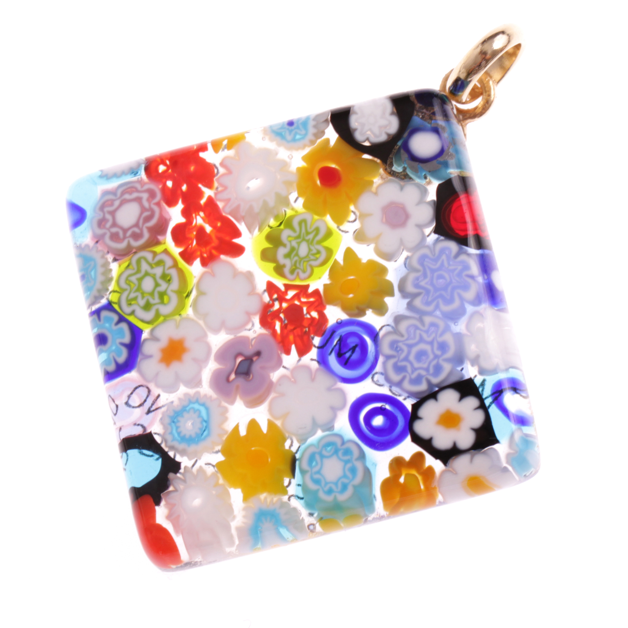 Murano Glas Anhänger "Brid II" -mille fiori gold