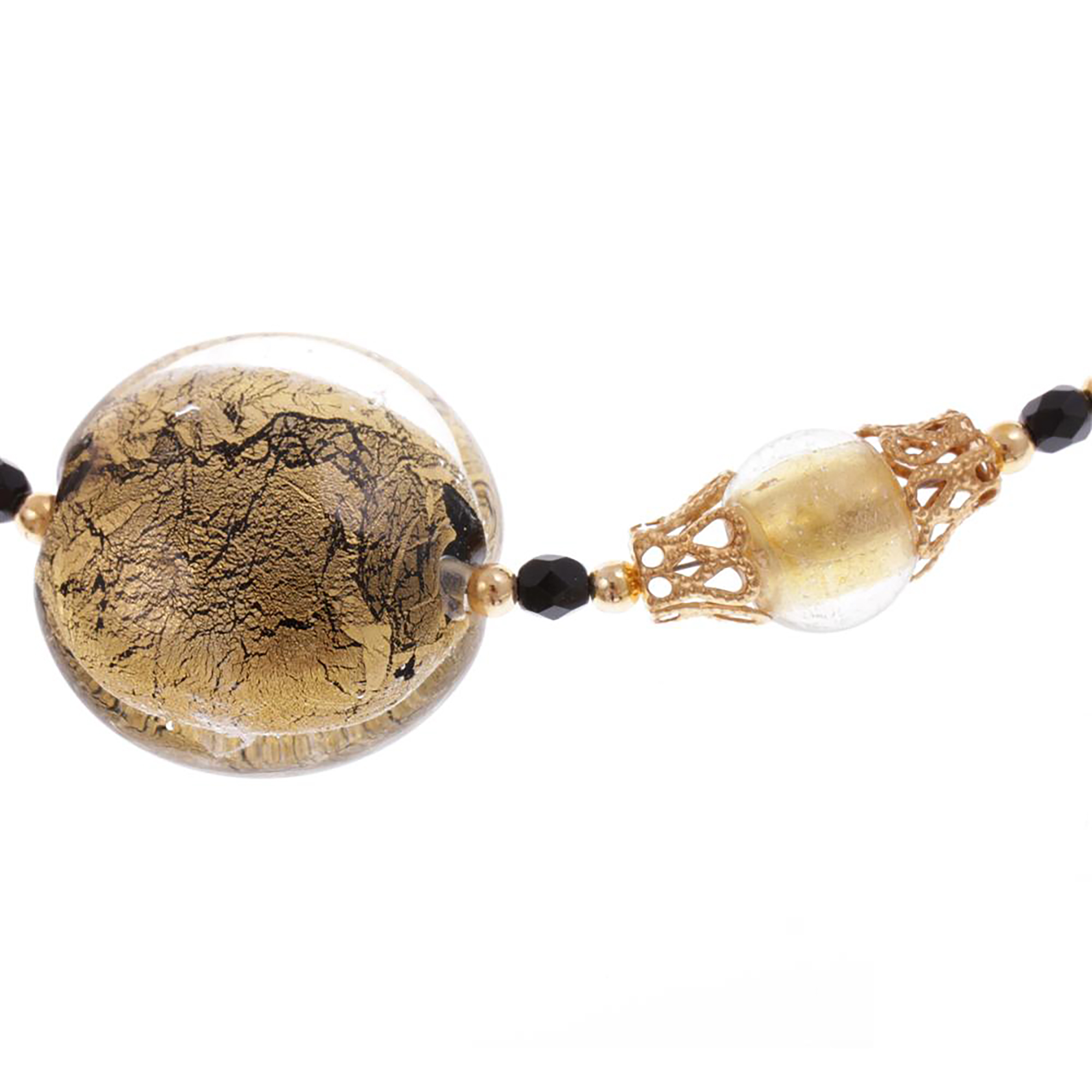 Murano Glas Collier "Emi" Halskette-schwarz-gold