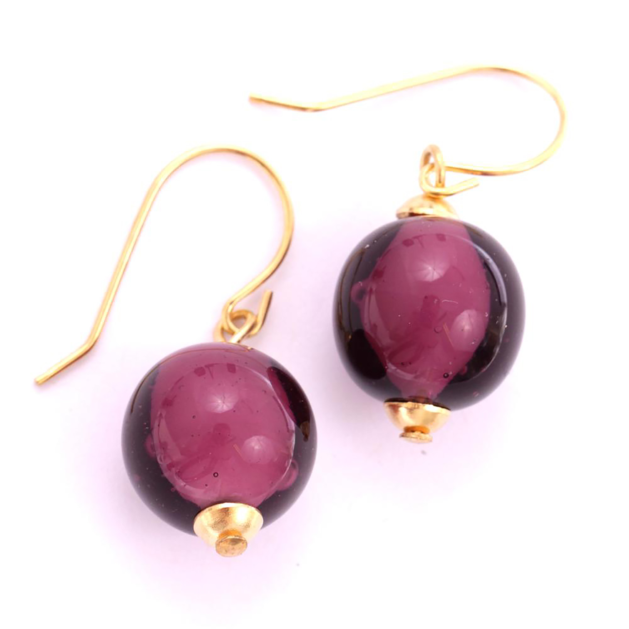 Murano Glas Ohrhänger "Verona" Ohrschmuck-amethist-gold