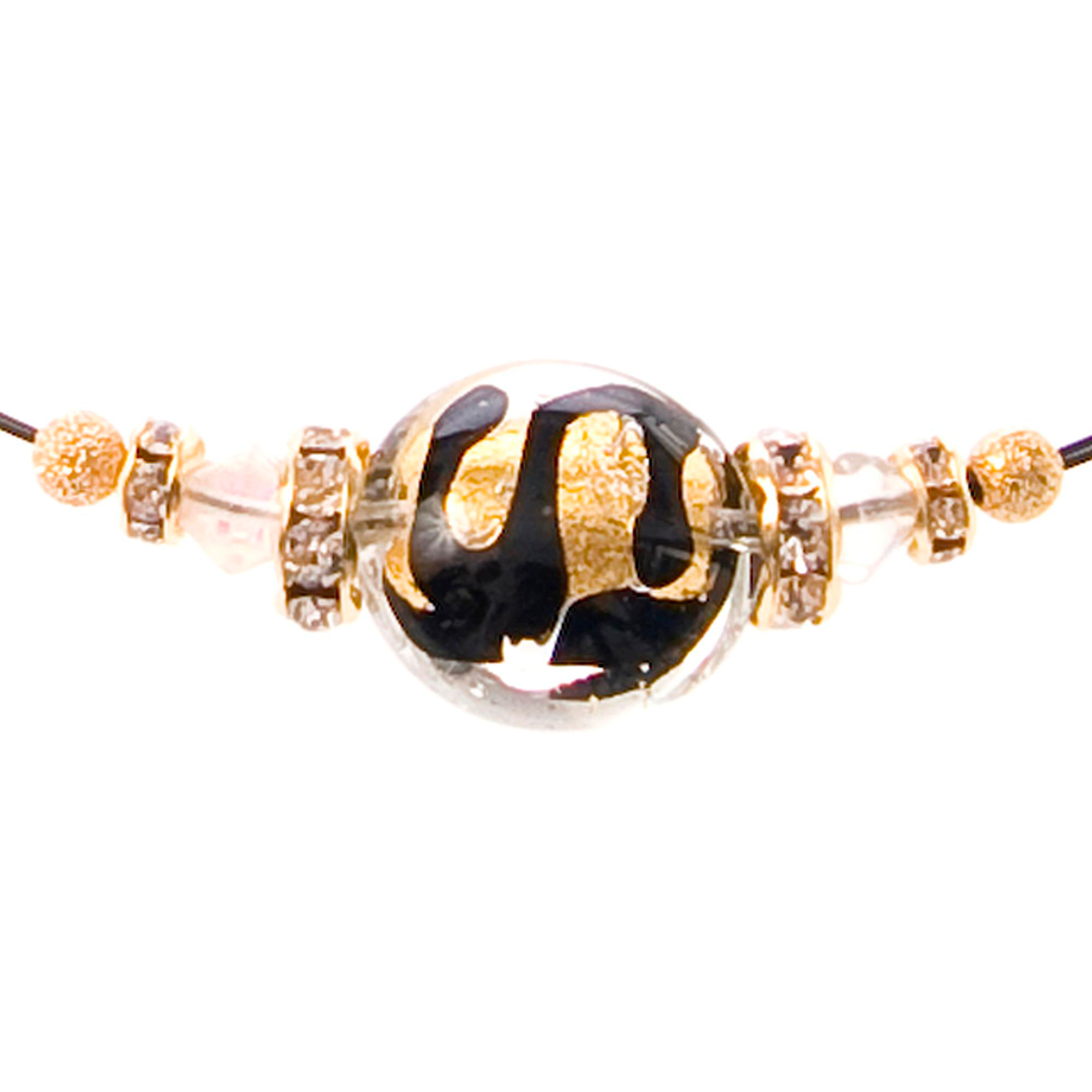 Tolles Murano Glas Collier "New York" Halskette-schwarz-gold
