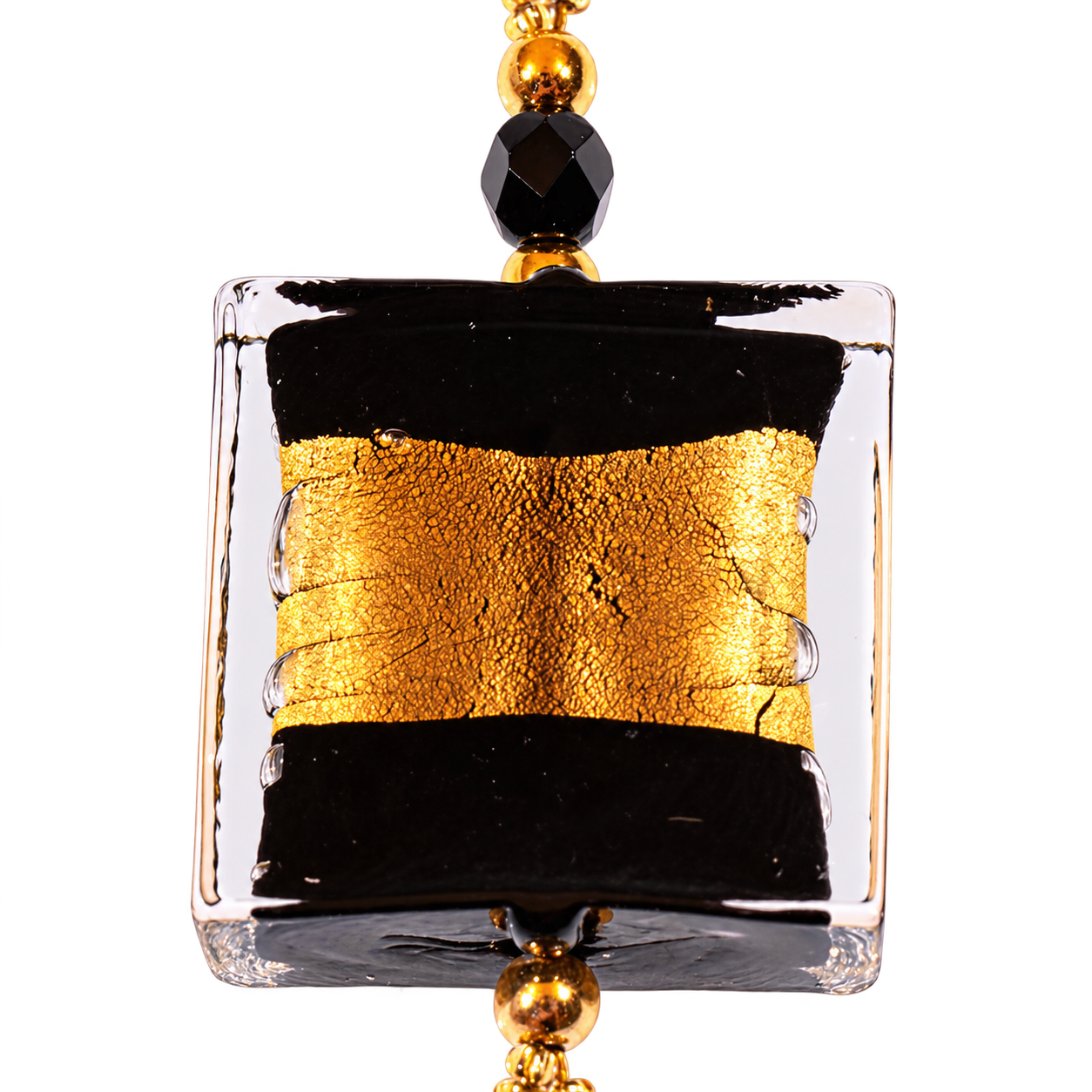 Murano Glas Collier "Ellen" schwarz-gold