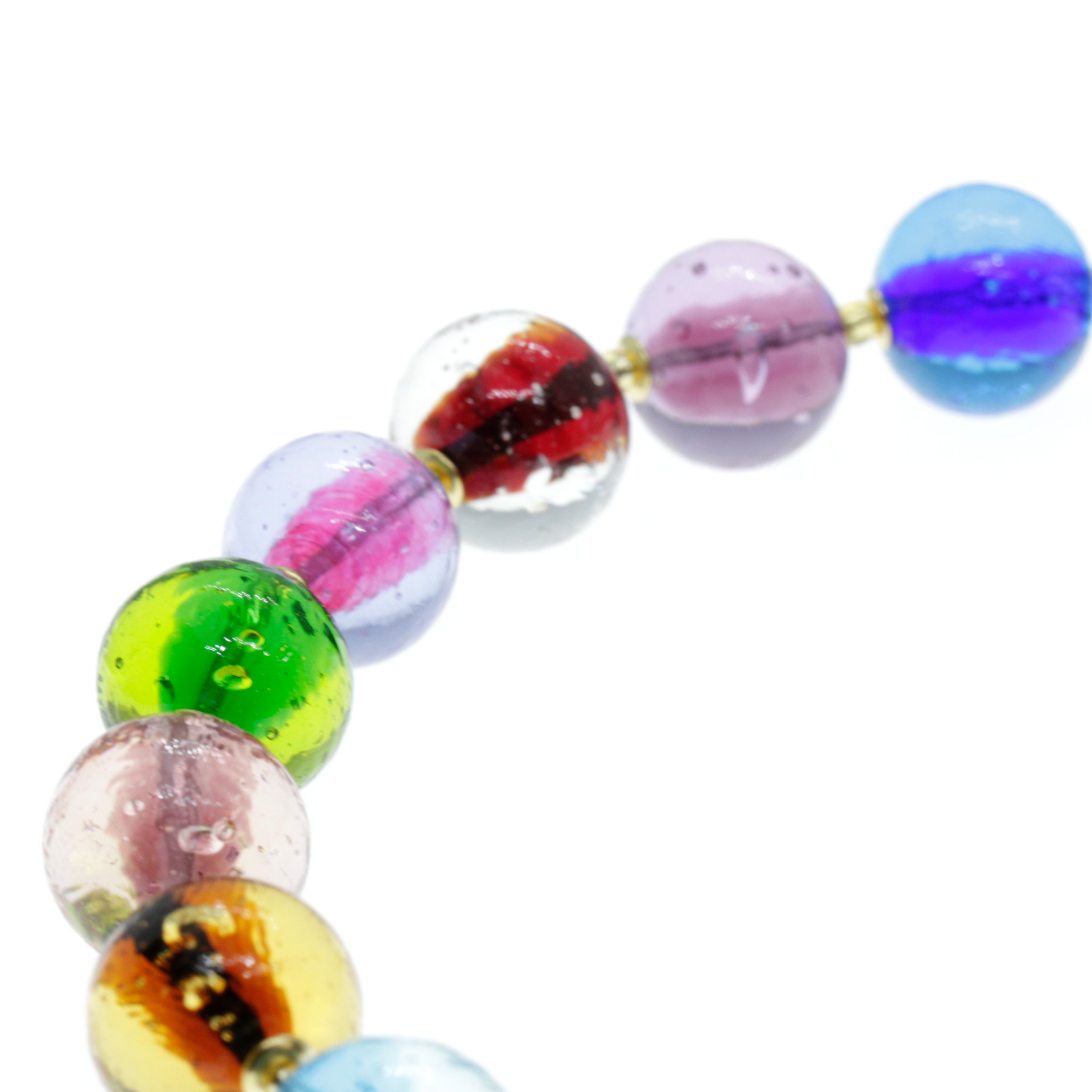 Kugel Collier "Verona" Murano Glas Halskette - bunt gold