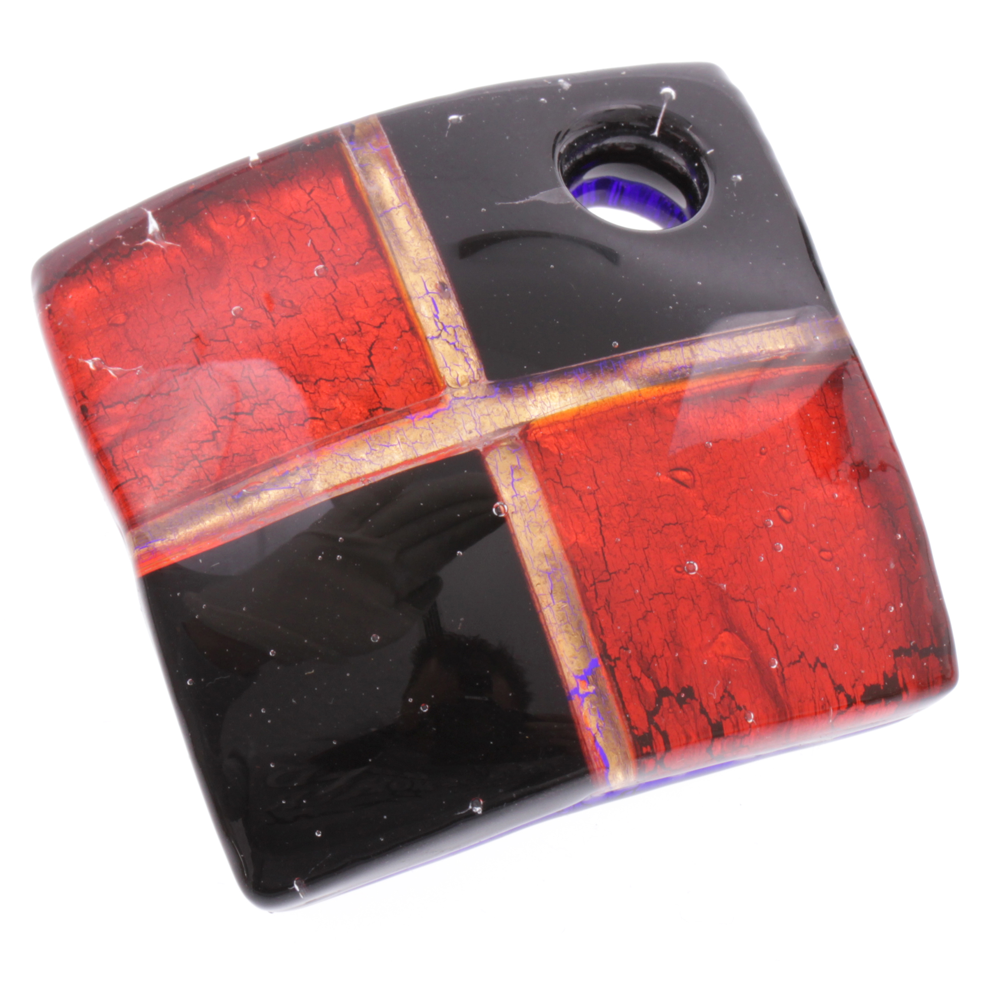 Murano Glas Halskette "Carré" -rot
