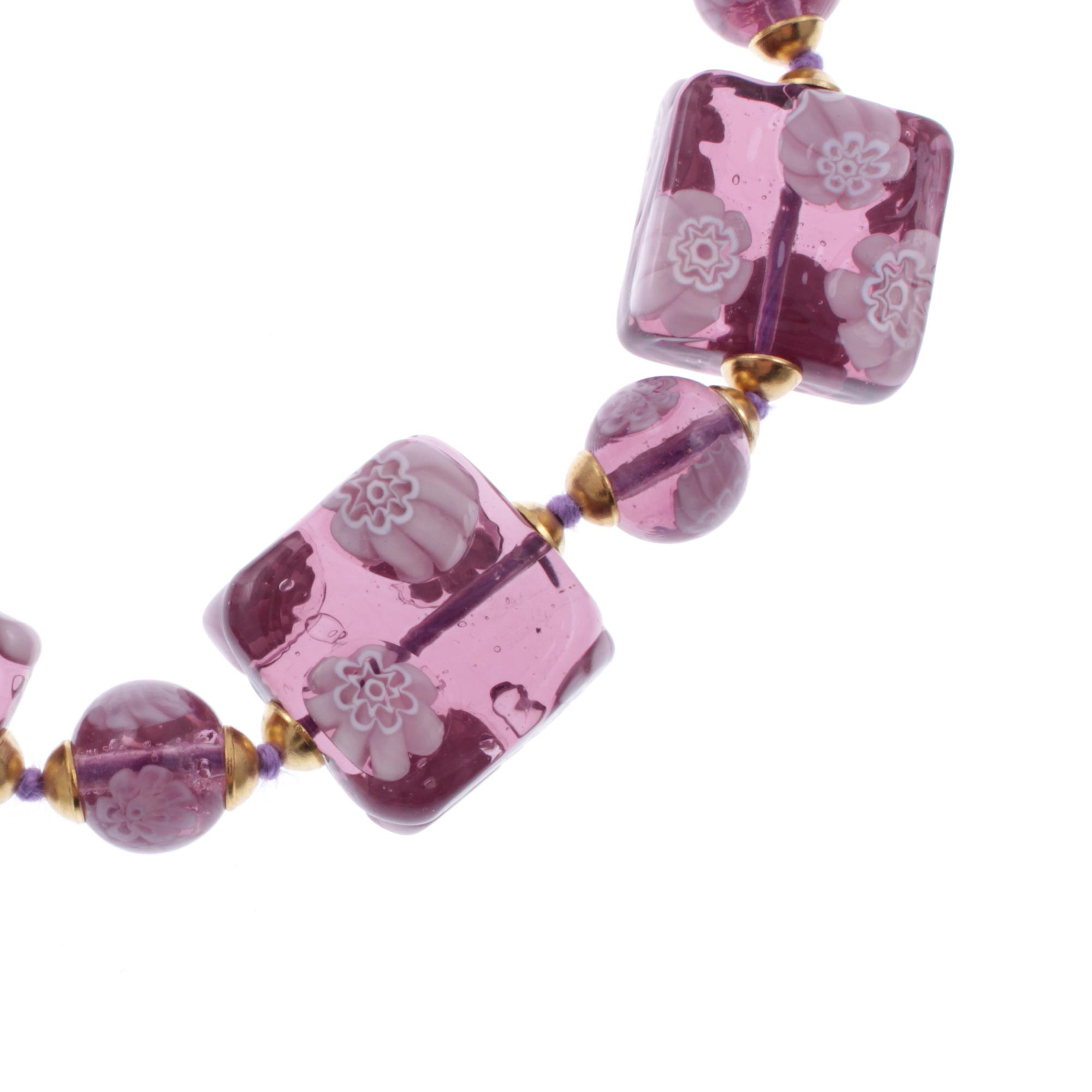 Murano Glas Collier "Melchior " Halskette-amethist-gold