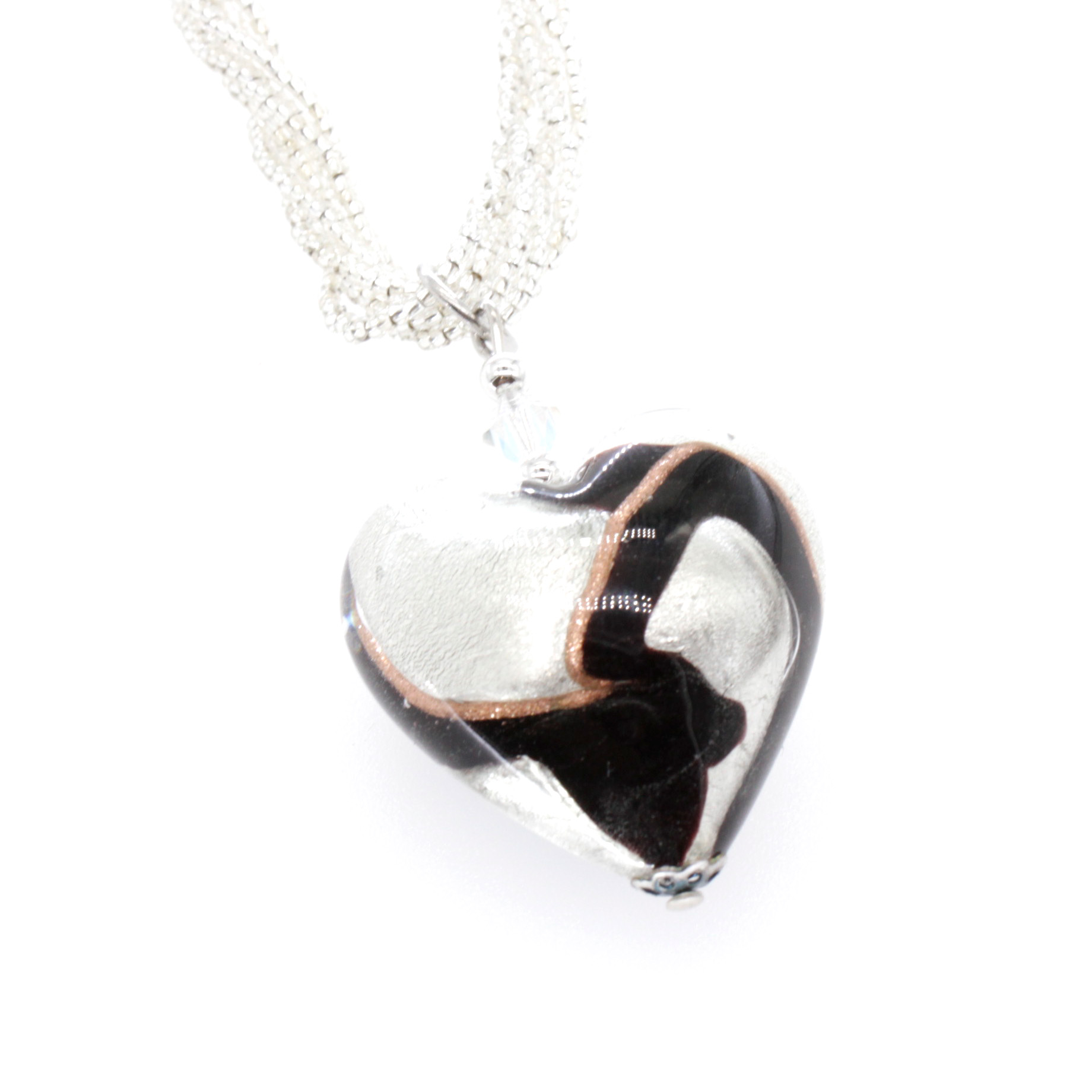 Murano Glas Collier "Burano" - silber schwarz