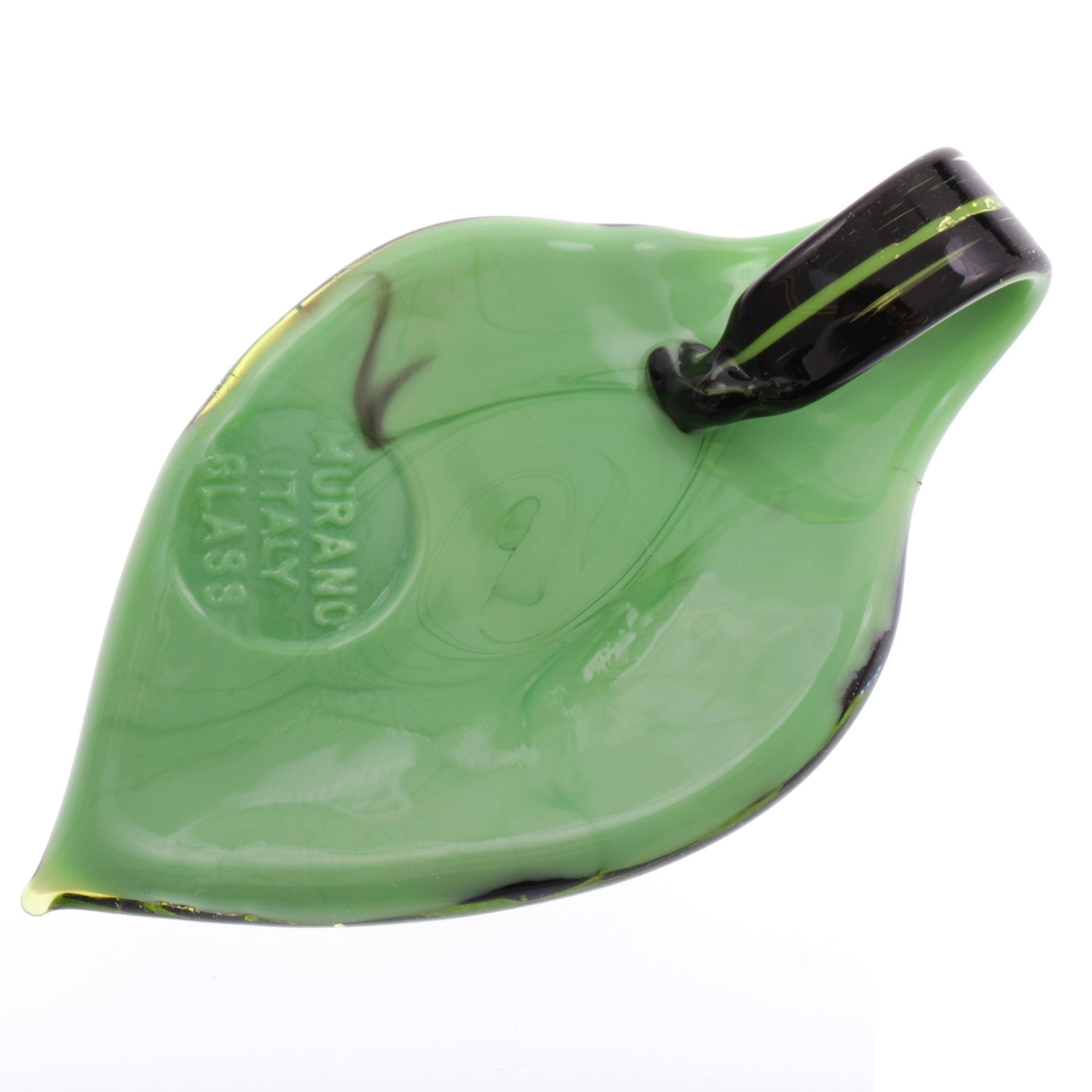 Feines kleines Murano Glas Blatt "Pala" Anhänger-grün