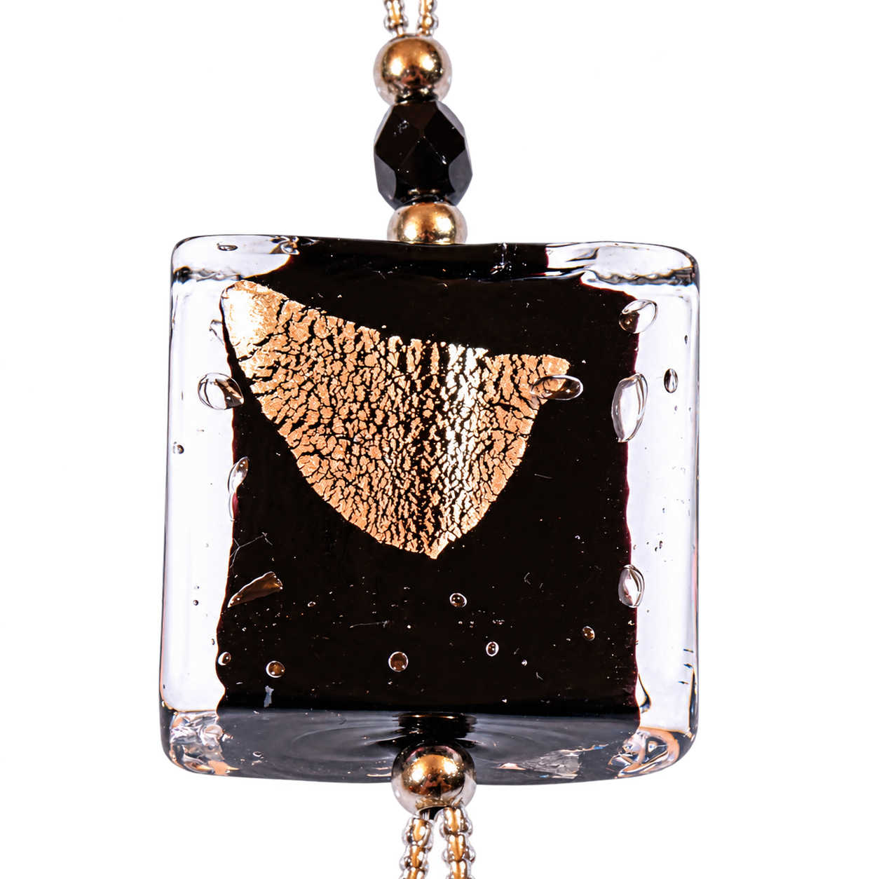Murano Glas Collier "Ellen" schwarz-silber