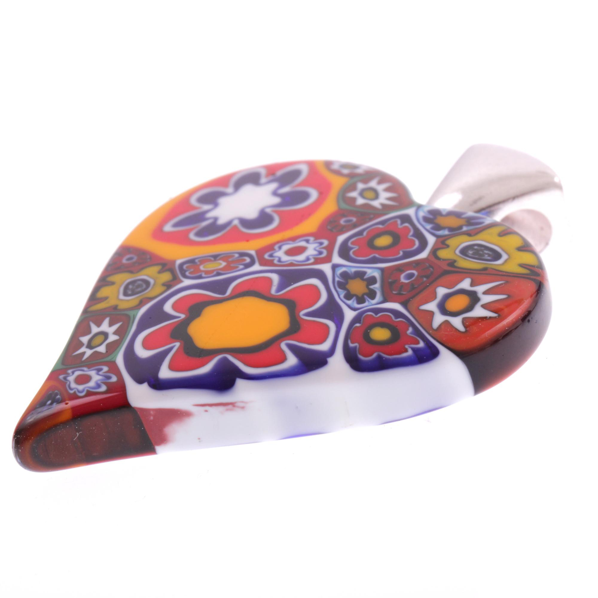 Edles Murano Glas Herz "Milena II" Mille Fiori Anhänger -mille fiori