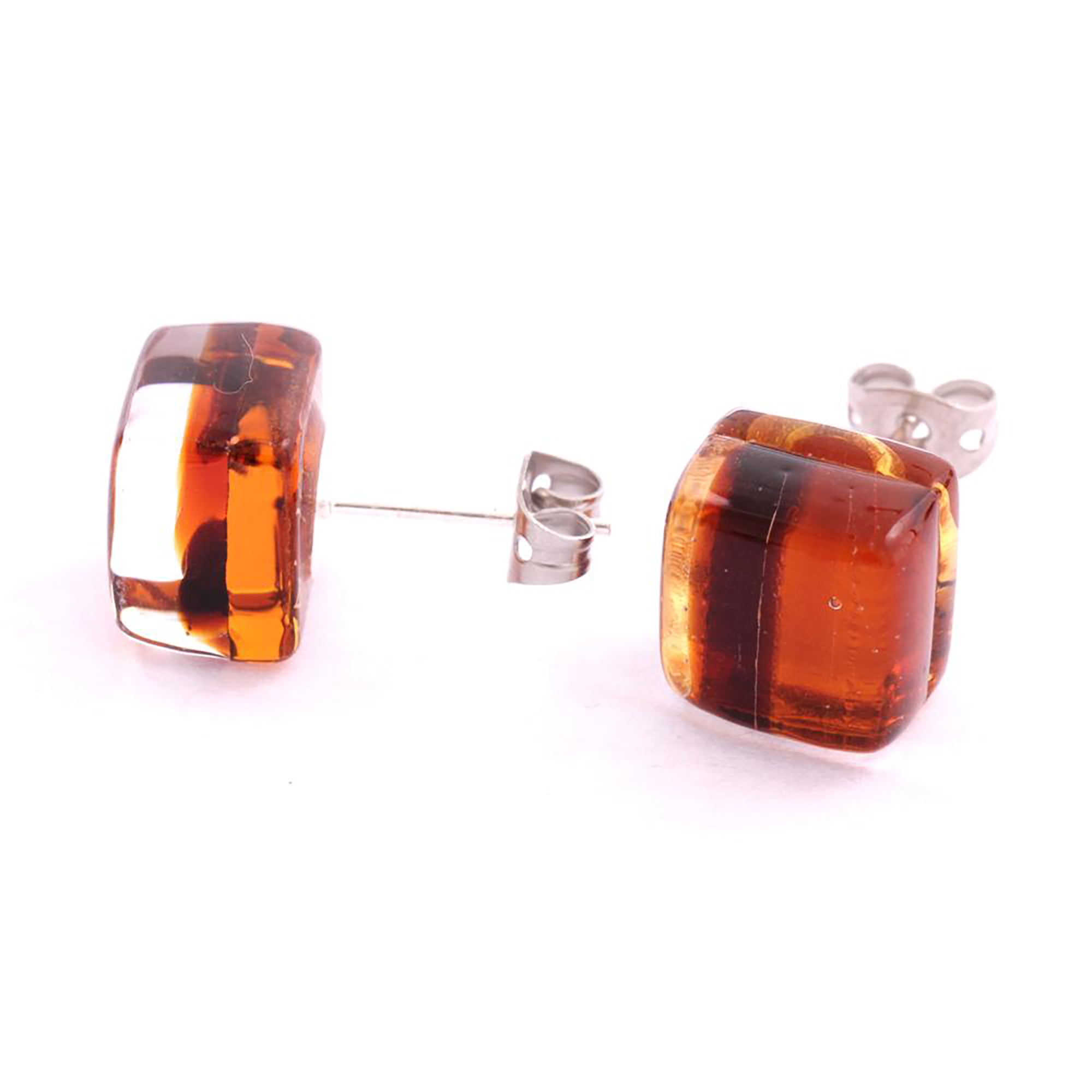 Ohrstecker Murano Glas "Jolanda" Ohrschmuck-amber streifen
