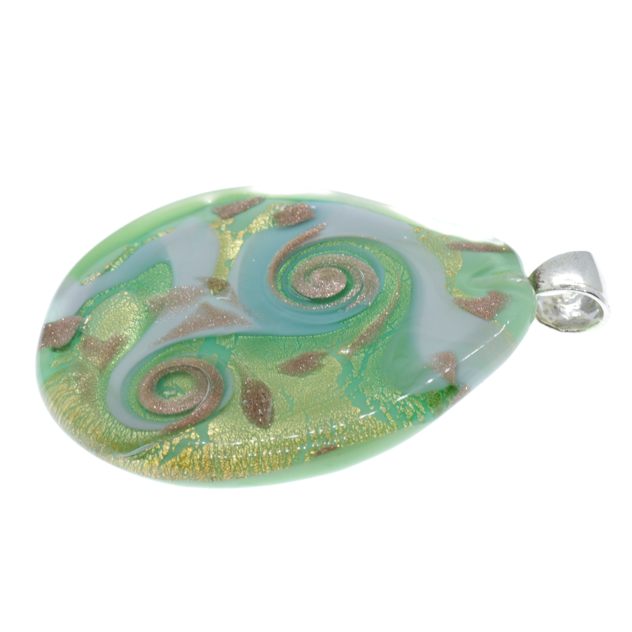 Traumhaft schöner Murano Glas Anhänger "Onorio" -grün-gold