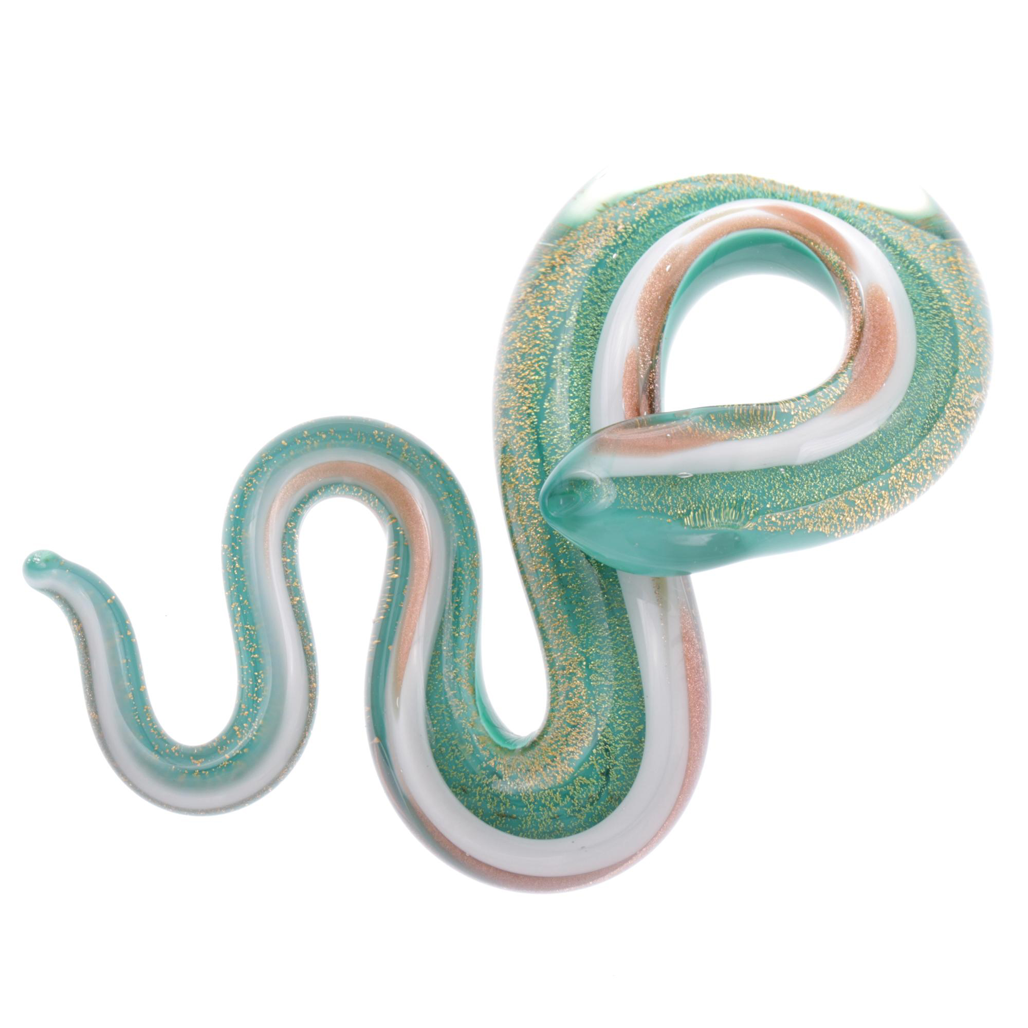 Unsere große edle Murano Glas Schlange "Coda Grande" Anhänger -grün-gold