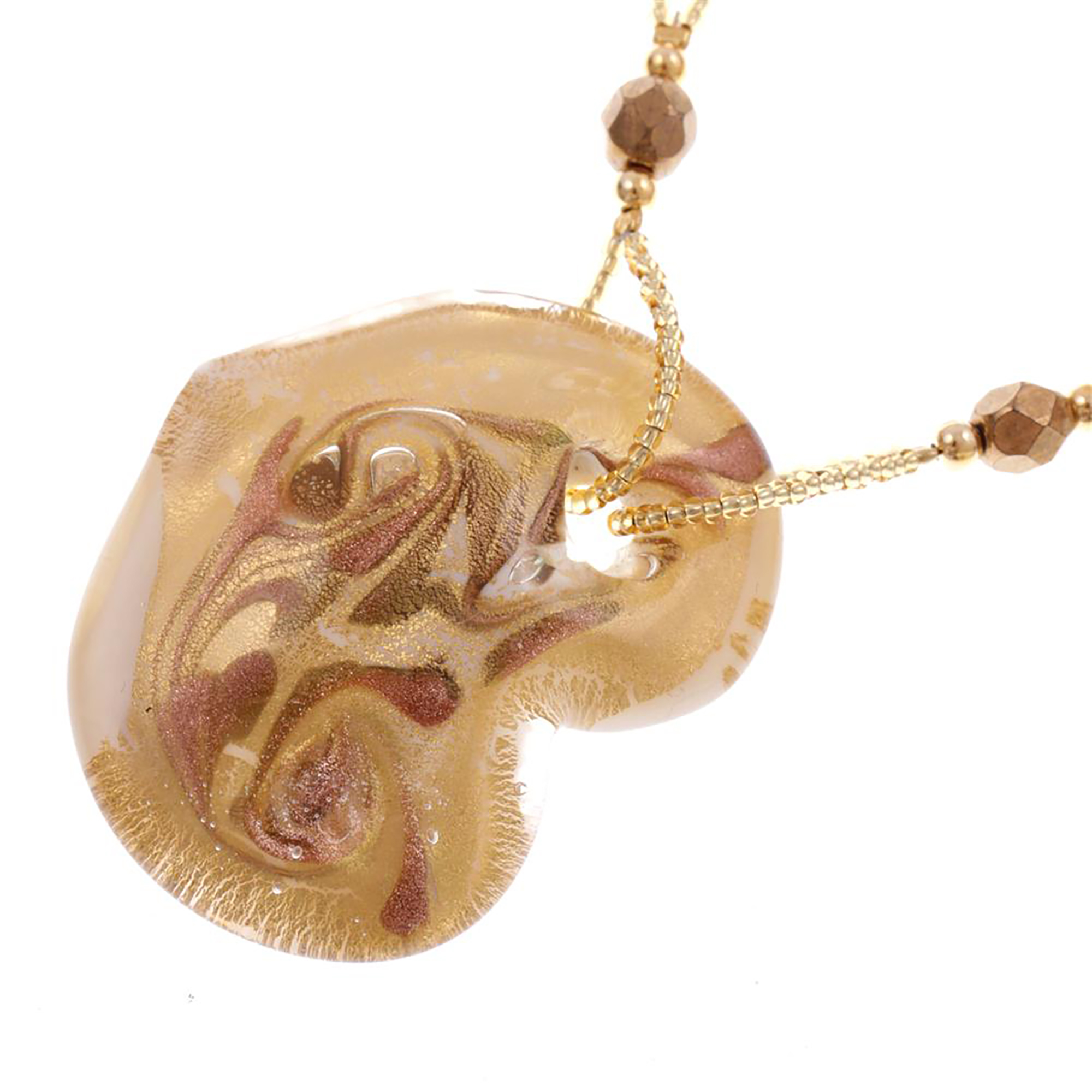 Edles Murano Glas Herz "Capri" Halskette-creme