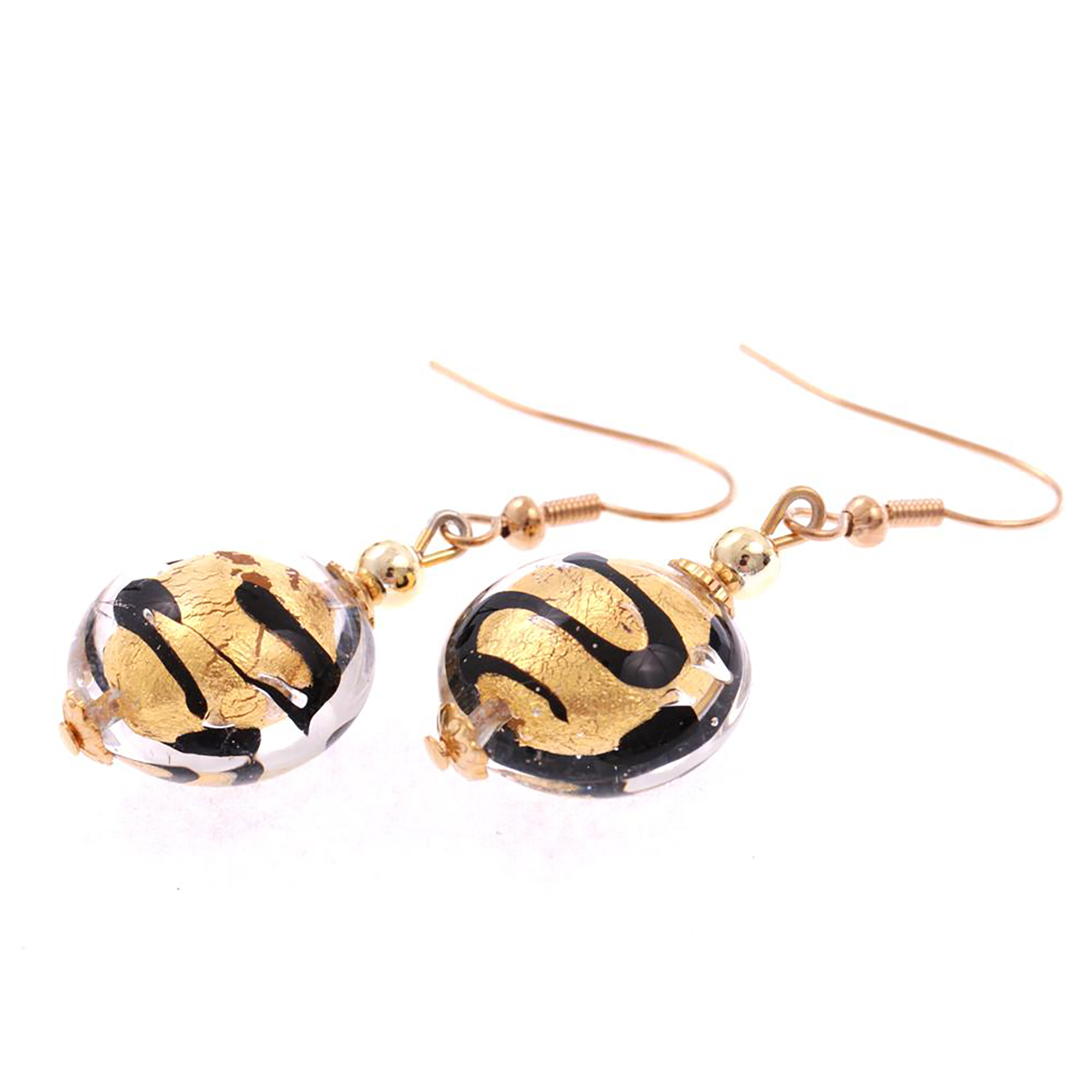Ohrhänger "Iowa" Murano Glas Ohrschmuck-schwarz-gold