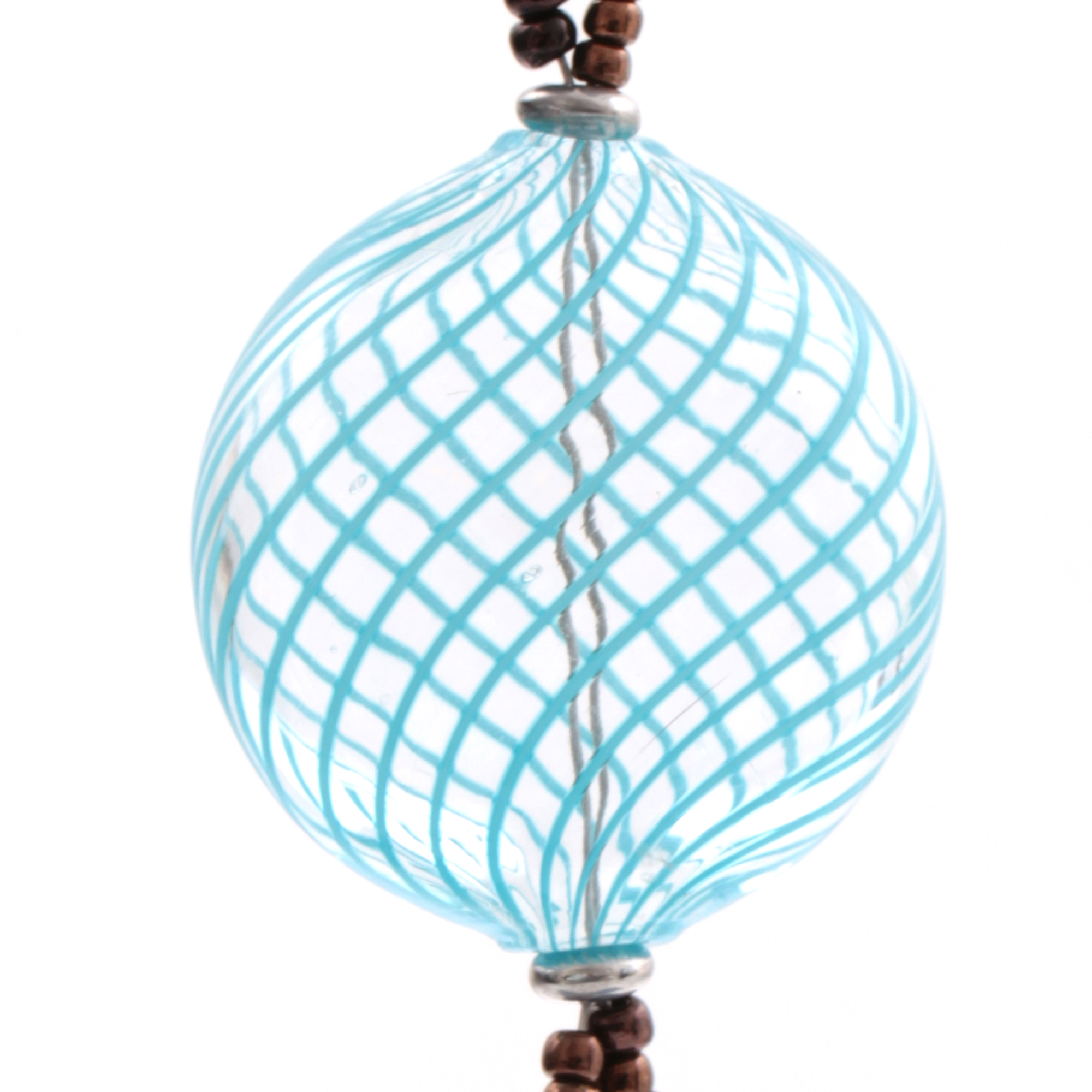 Exklusives Murano Glas Collier "Asticella" Halskette-blau-braun