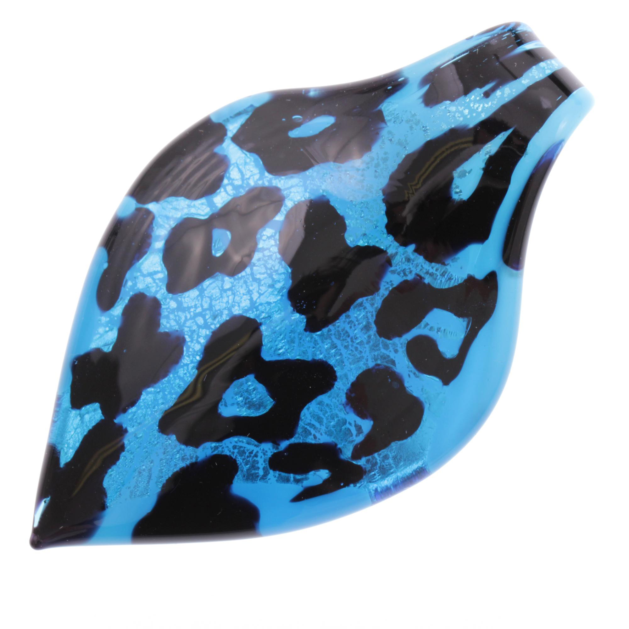 Feines kleines Murano Glas Blatt "Pala" Anhänger-blau