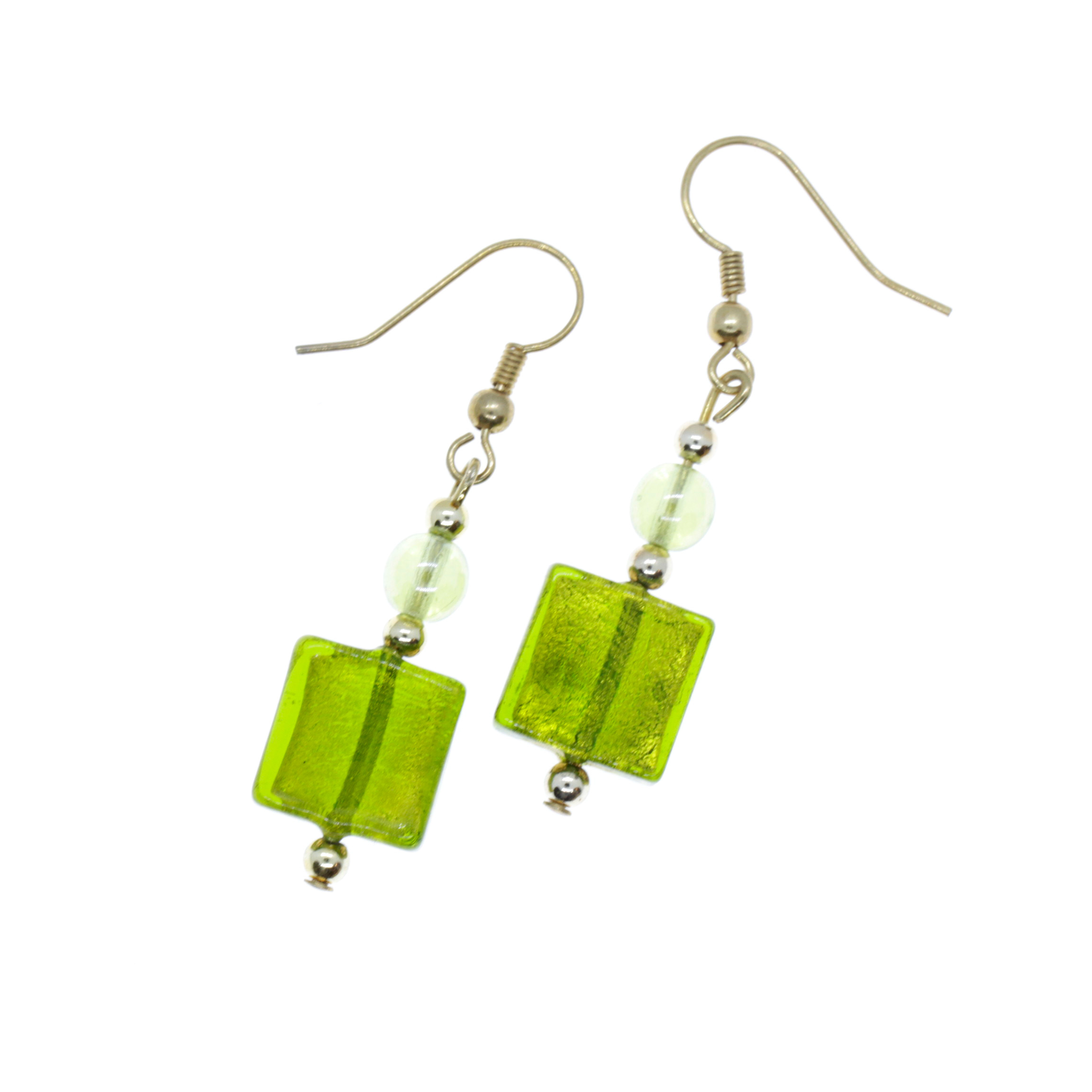Ohrhaken "Sena" Ohrring Ohrschmuck Murano Glas- hellgrün