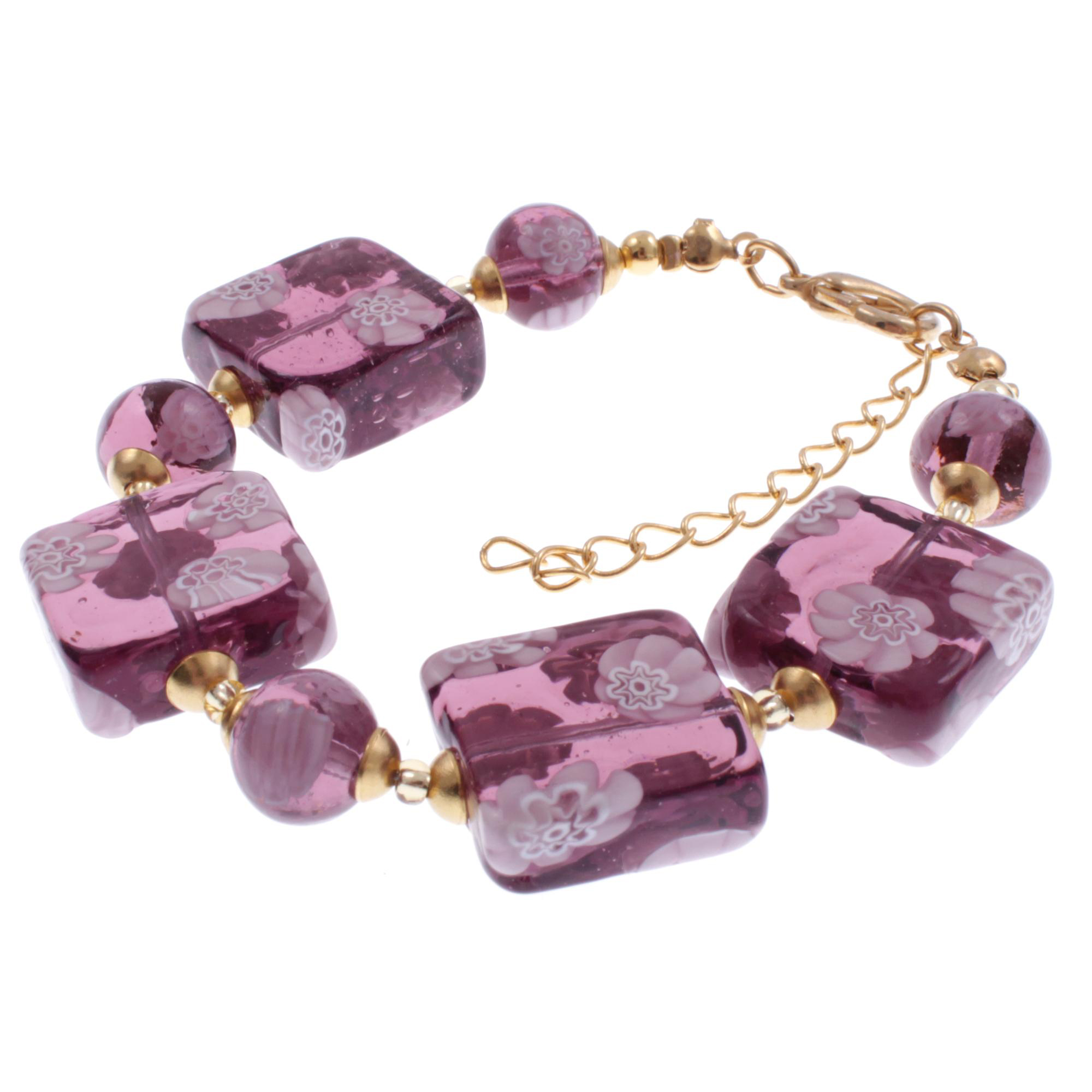 Murano Glas Armband "Melchior" Armschmuck-amethist-gold