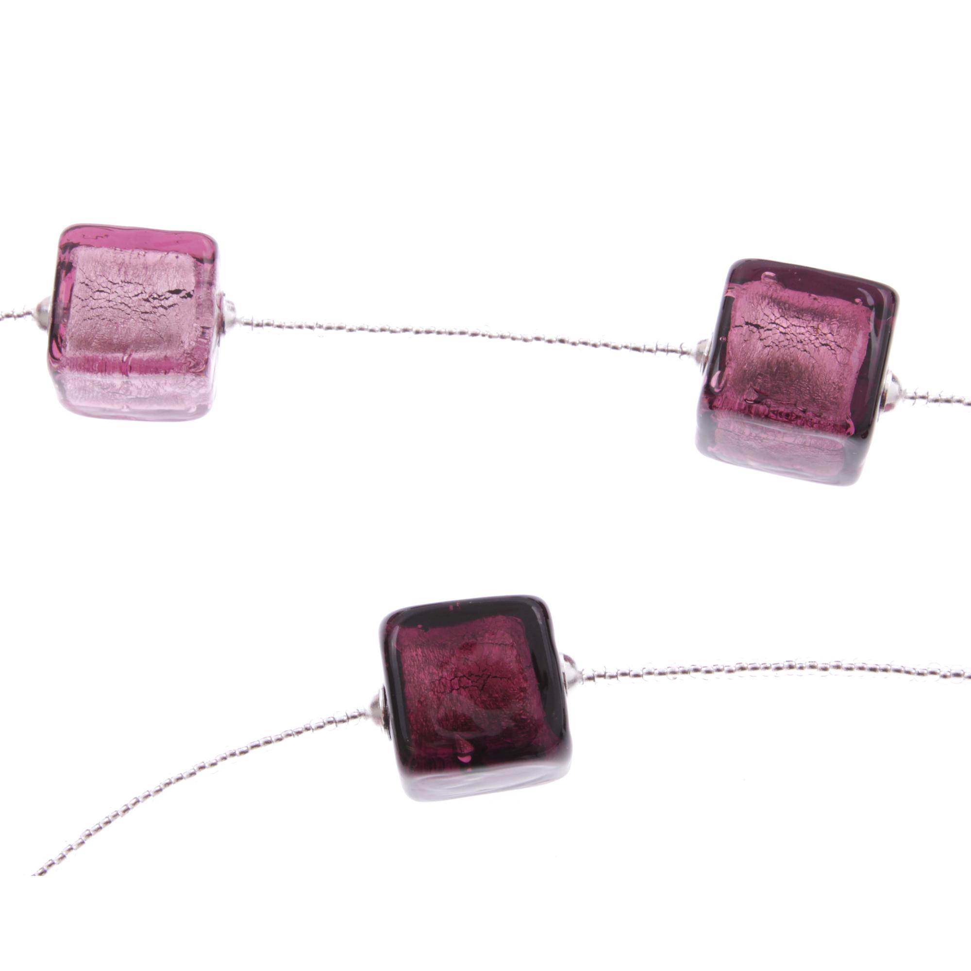 Traumhaftes Murano Glas Collier "Ancora" Halskette-amethist-silber