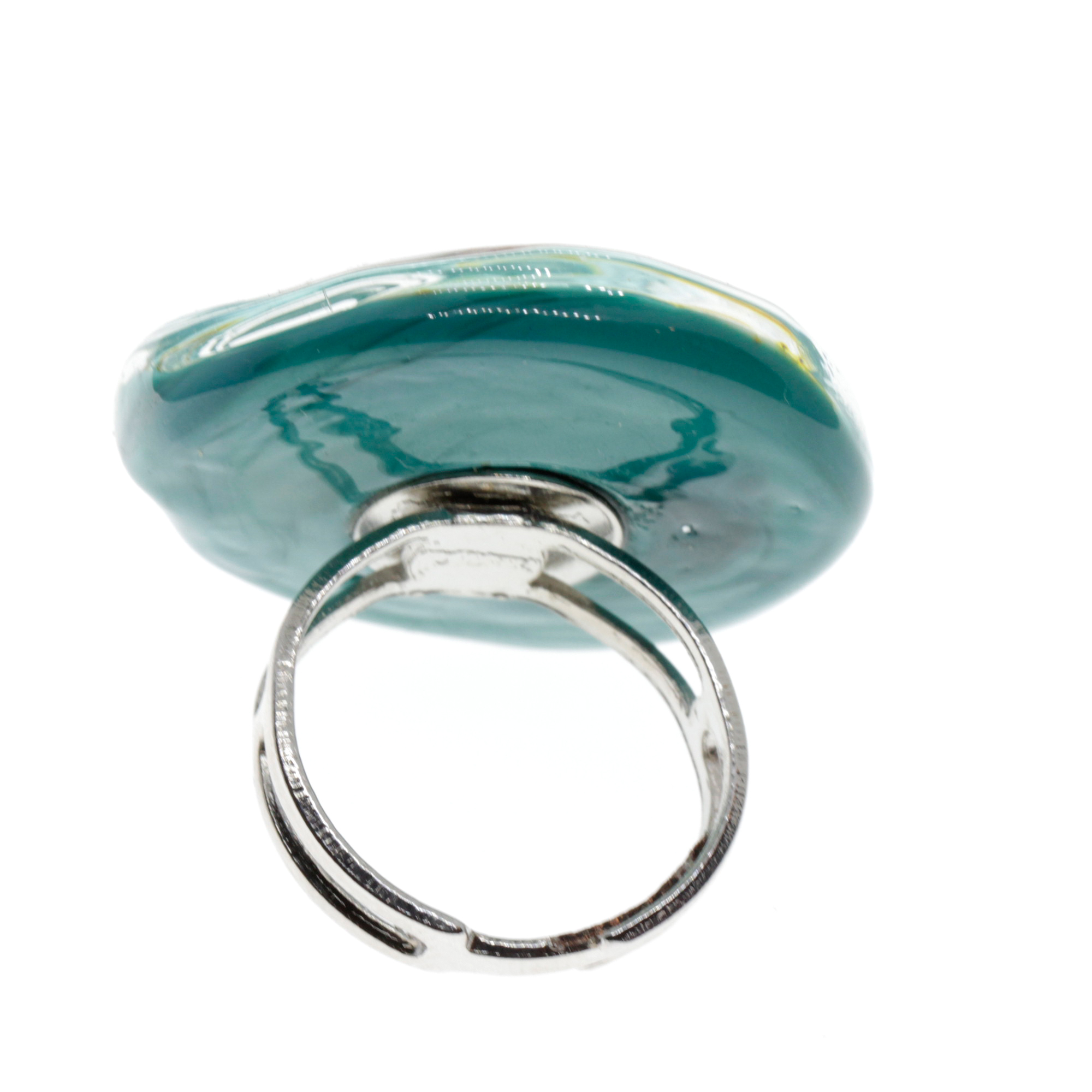 Murano Glas Ring "Vistosa" mit offener Schiene-türkis