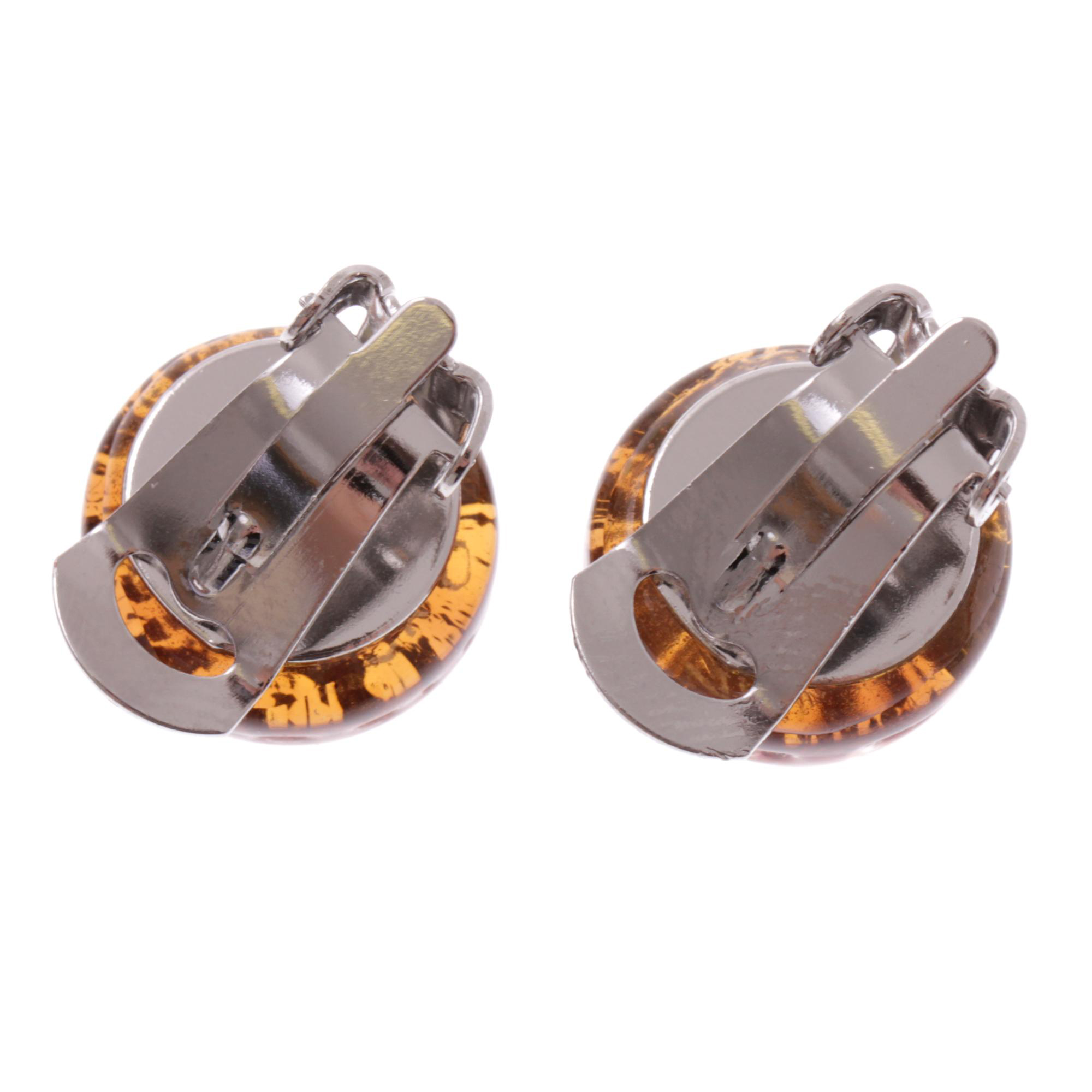 Janne Muranoglas Ohrclips Amber/Gold; Muranoglas mit echtem Blattgold; hypoallergene, hochwertig versilberte Clipmechaniken