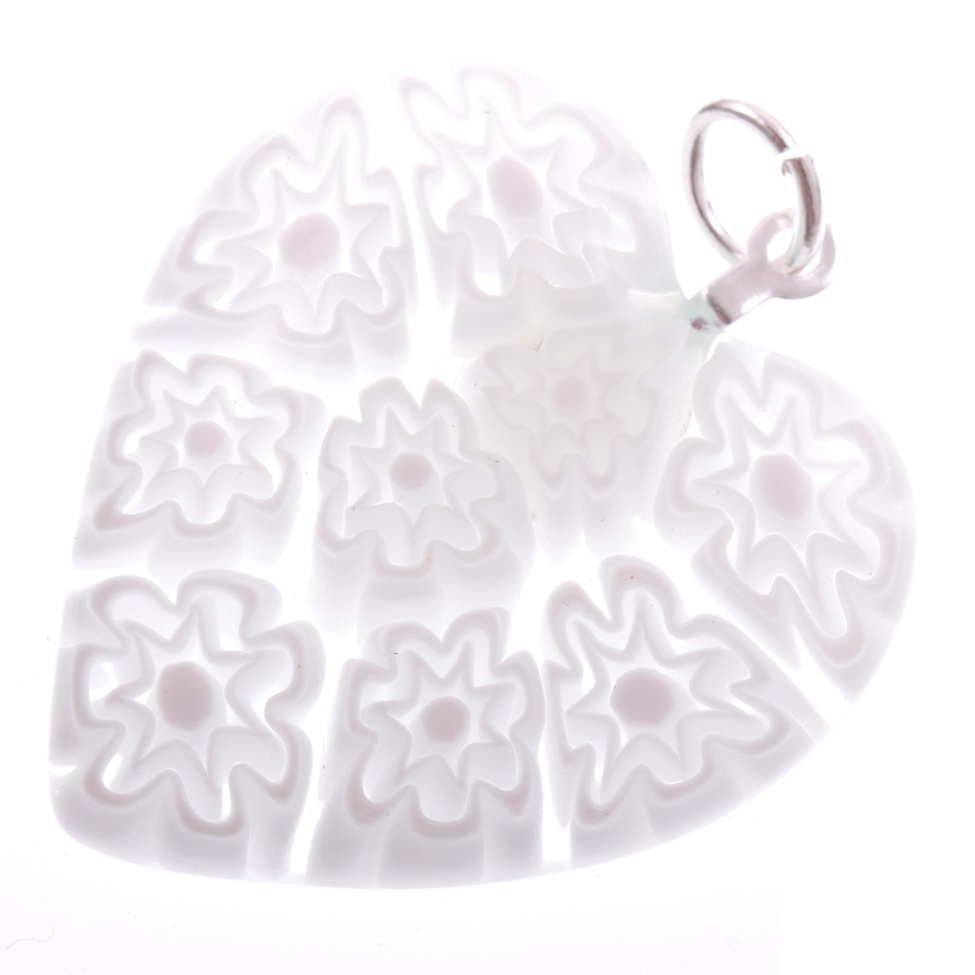Mille Fiori Herz Anhänger "Sono" Murano Glas -weiss