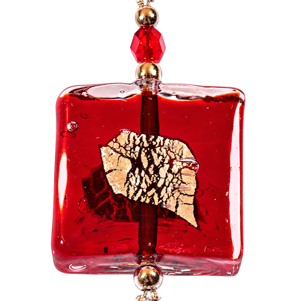 Murano Glas Collier "Ellen" rot-silber
