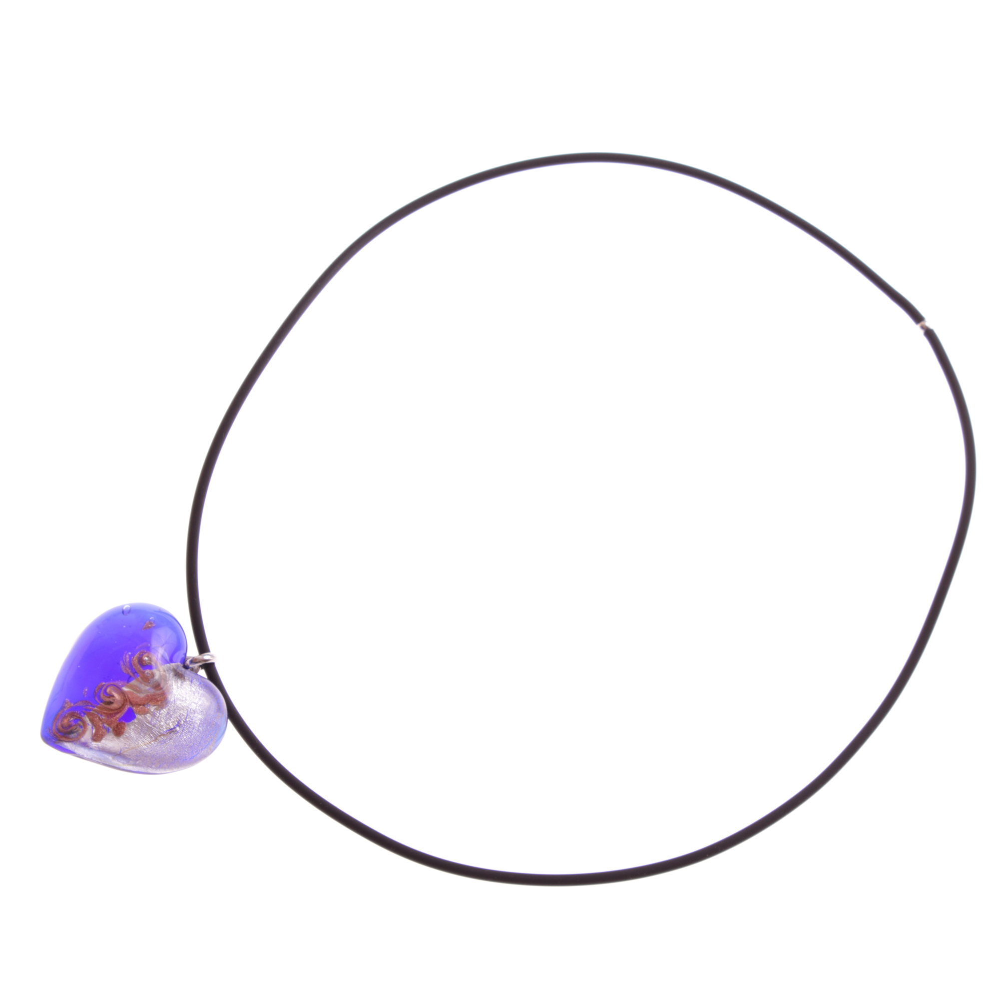 Girello medium Muranoglas Anhänger Blau/Silber; Muranoglas mit echtem Blattsilber und Kupfer; hypoallergene, hochwertig versilberte Öse