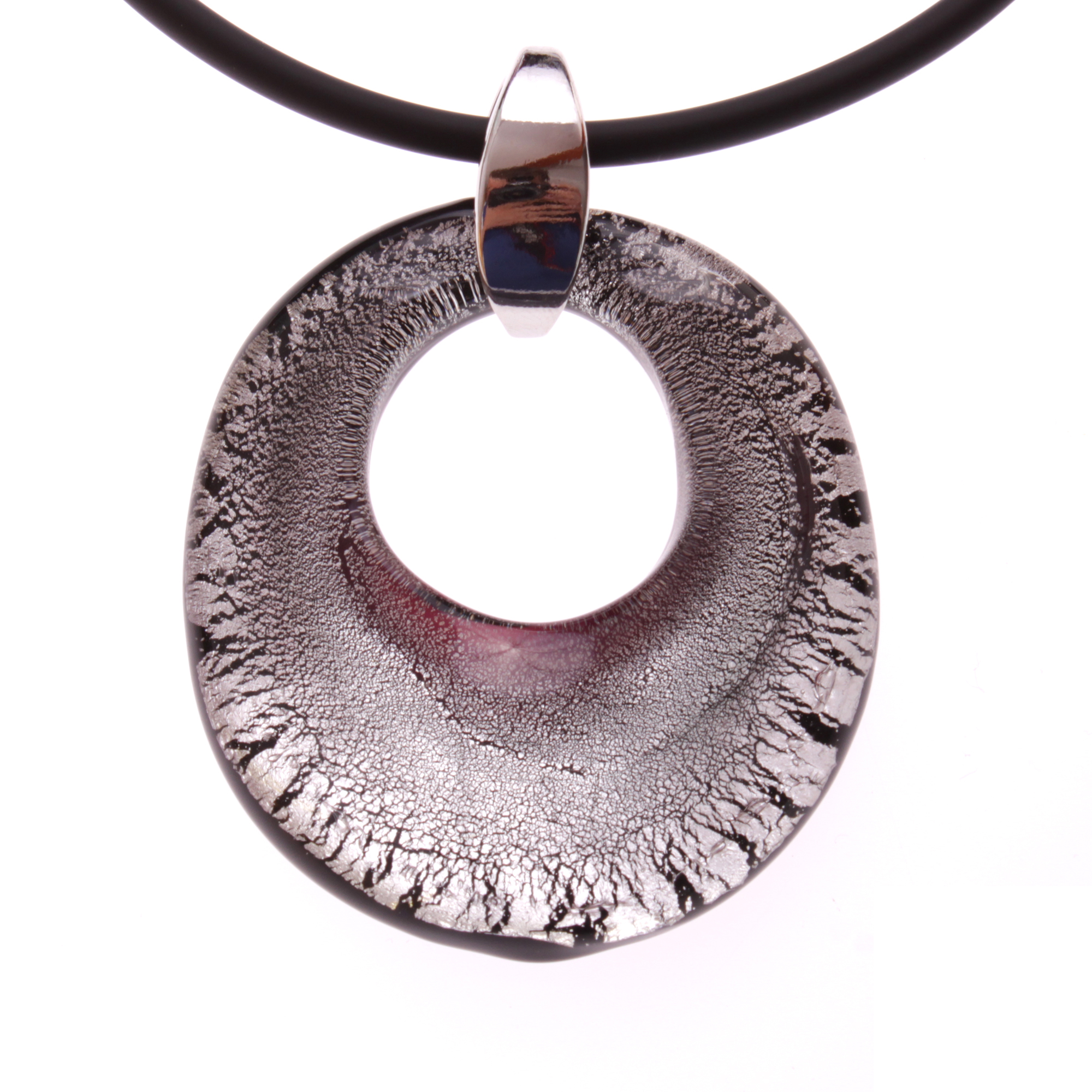 Grande Galina - Muranoglas Anhänger - schwarz silber Grande Galina - Muranoglas Anhänger - schwarz silber