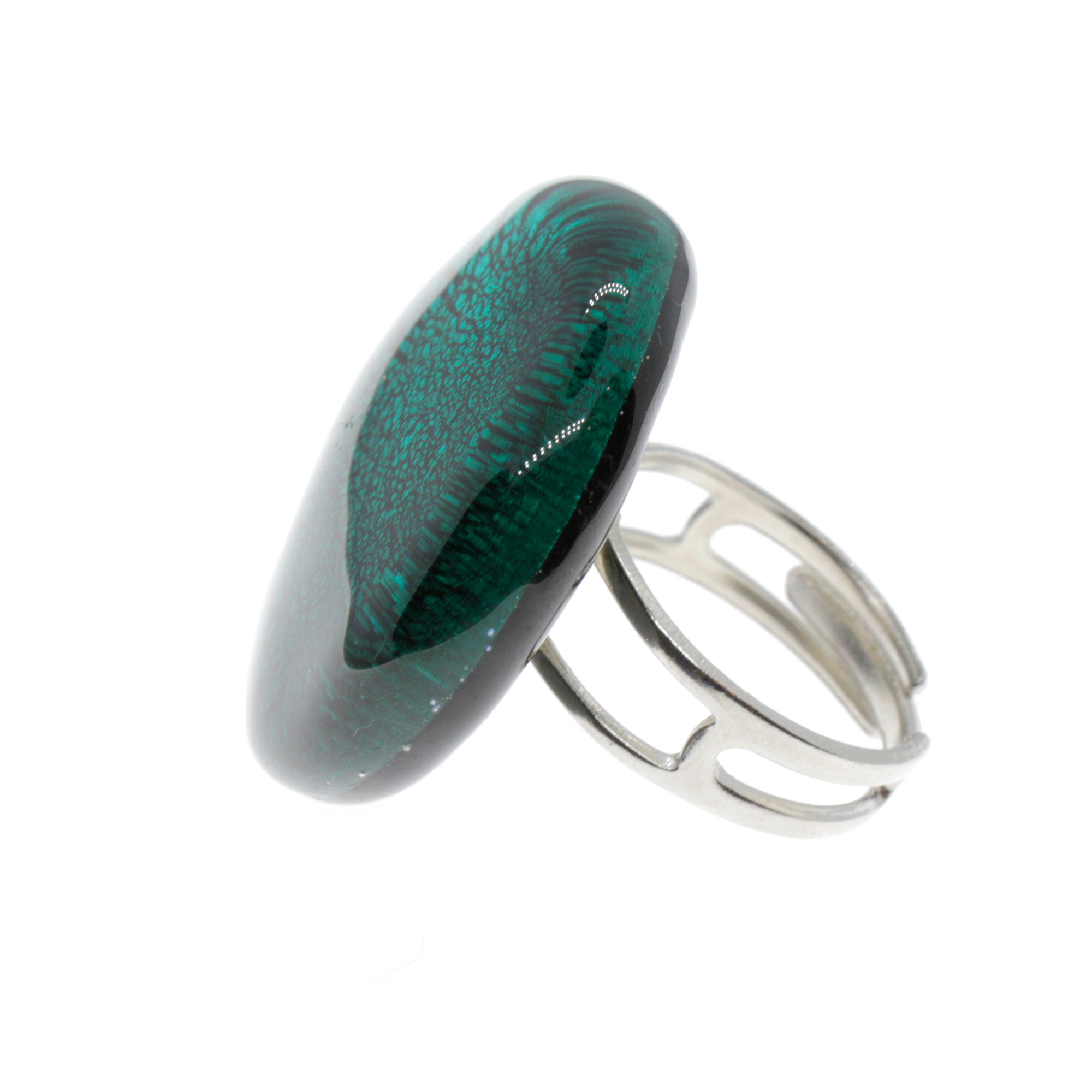 Murano Glas Ring "Vistosa" mit offener Schiene-smaragd
