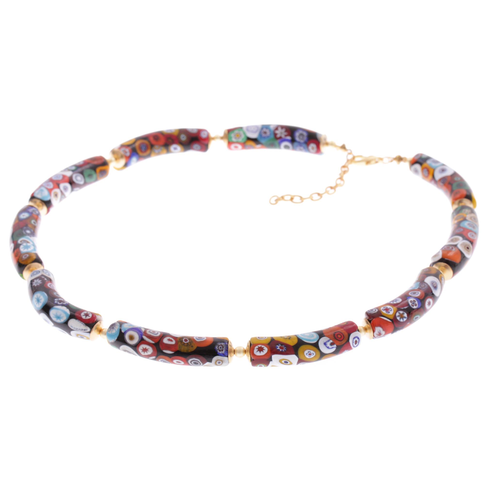 Lea Muranoglas-Collier Millefiori Bunt, 45 cm, schräge gesamtansicht