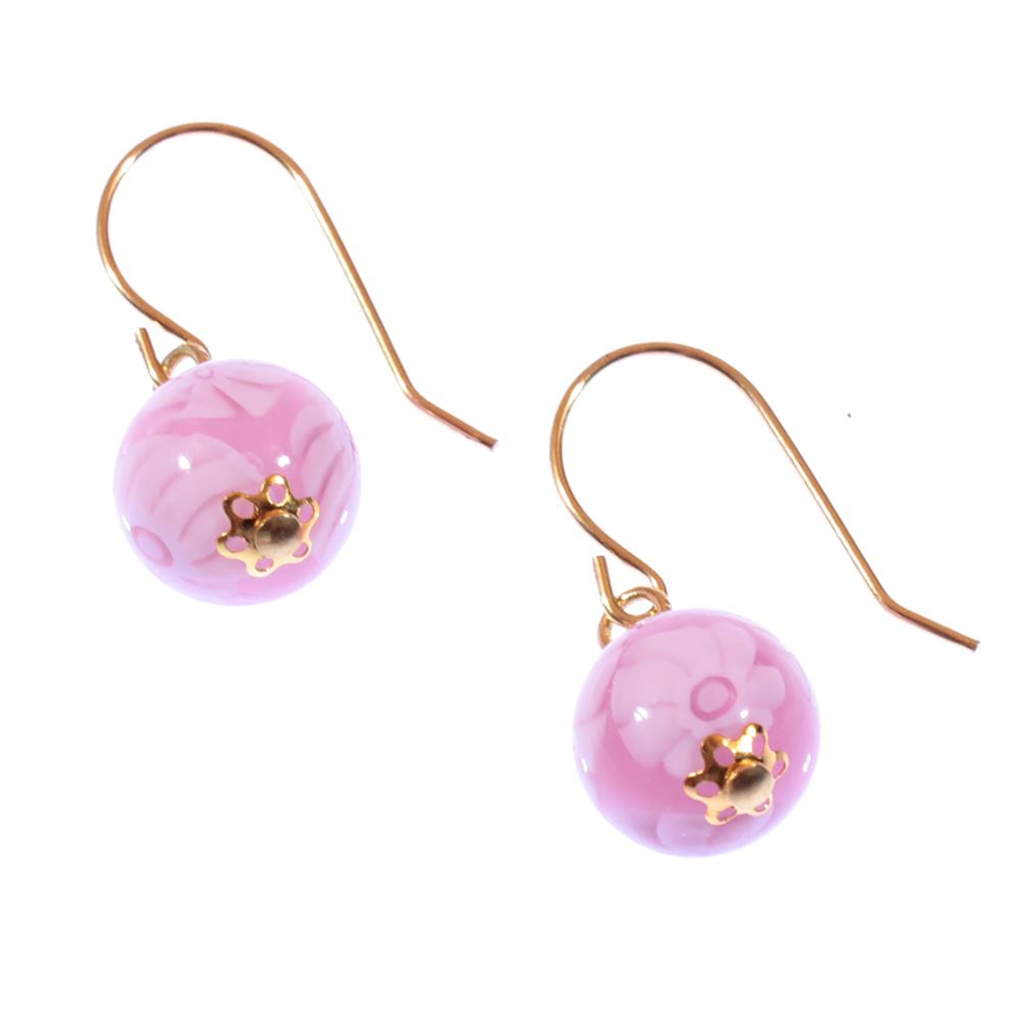 Ohrhaken Murano Glas "Mille Fiori Dodici" rosa gold