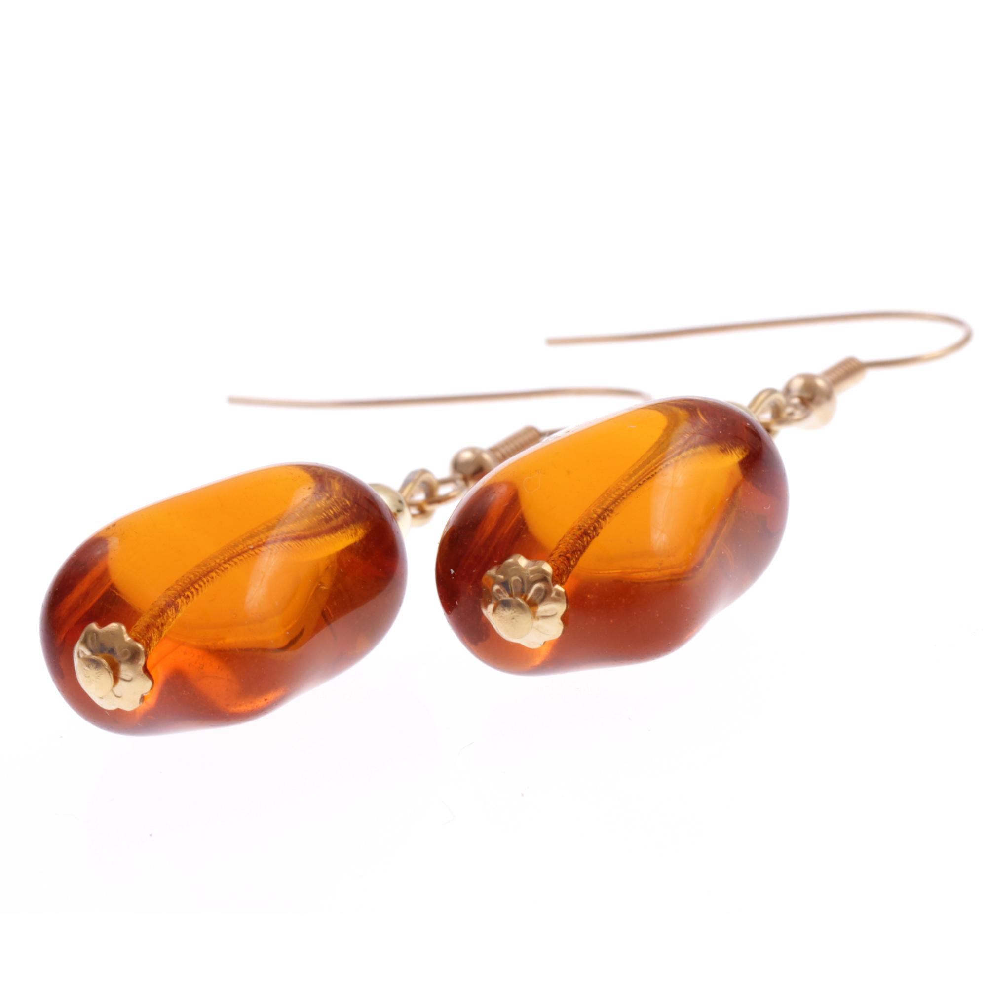 Murano Glas Ohrhaken "Amabile" Ohrschmuck-amber