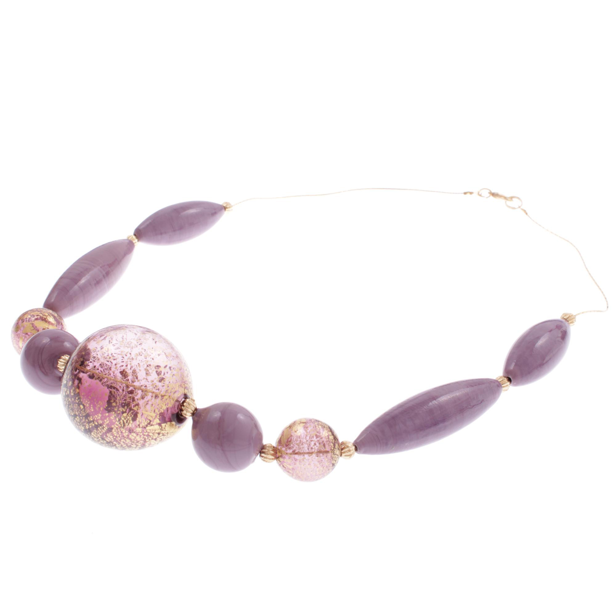 Palina Collier Amethyst/Gold aus echtem Muranoglas mit echtem Blattgold