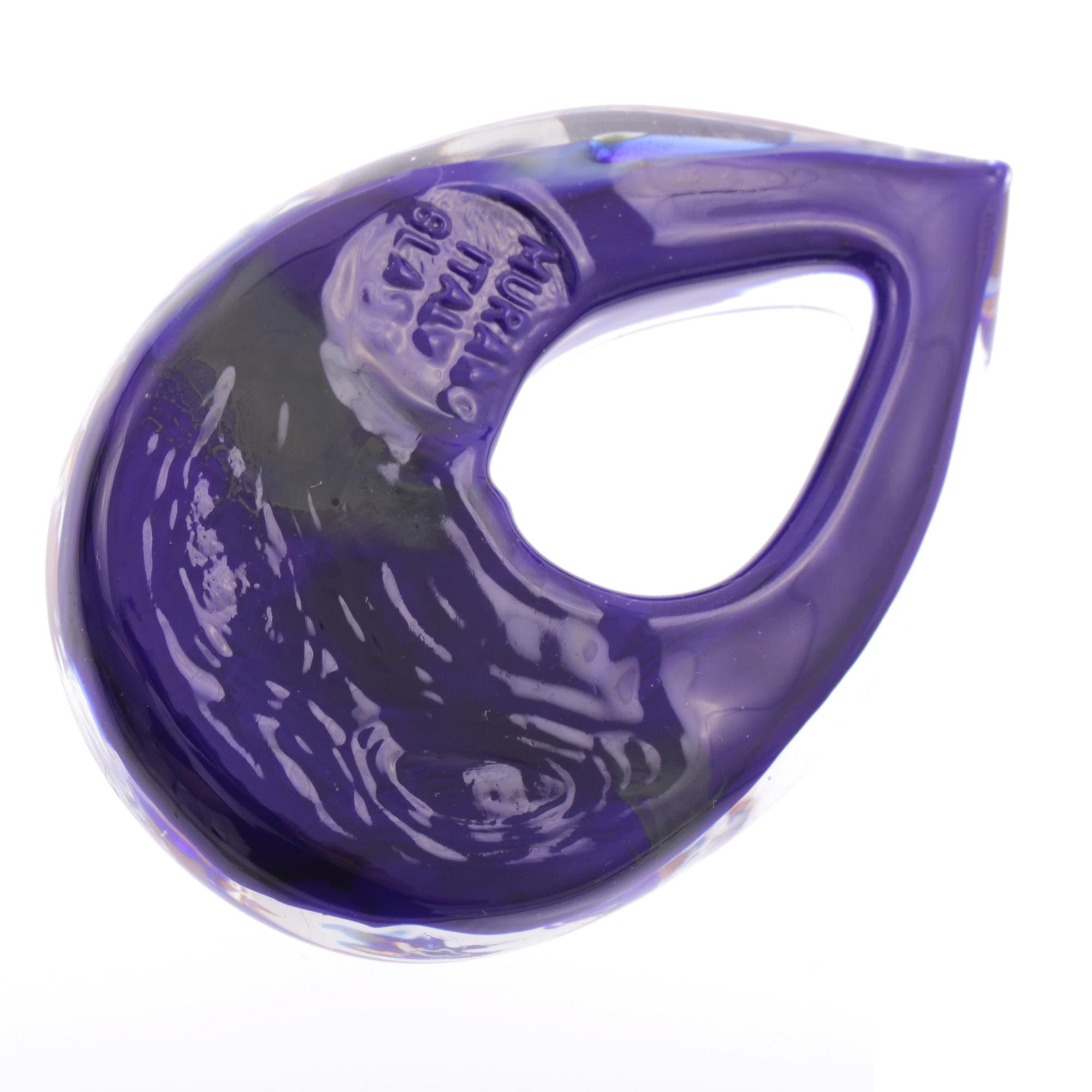 Erlesener Murano Glas Anhänger Model "Drop"-blau-silber