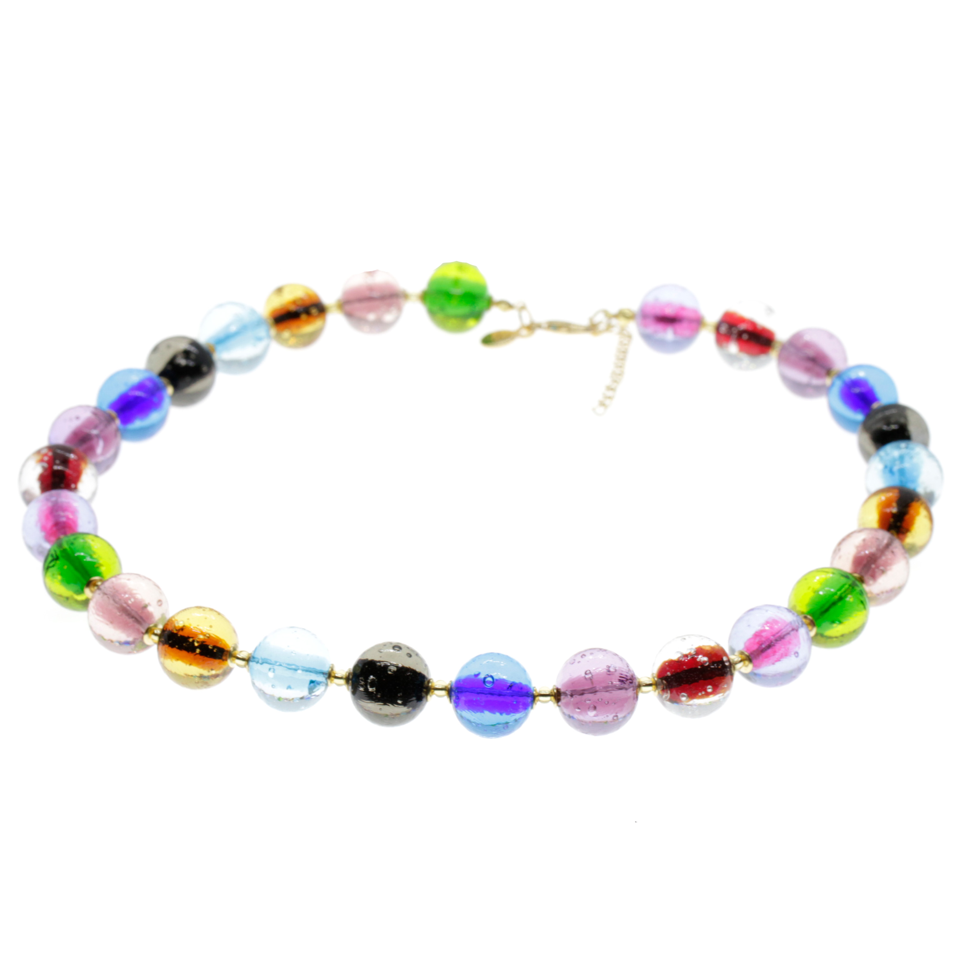 Kugel Collier "Verona" Murano Glas Halskette - bunt gold