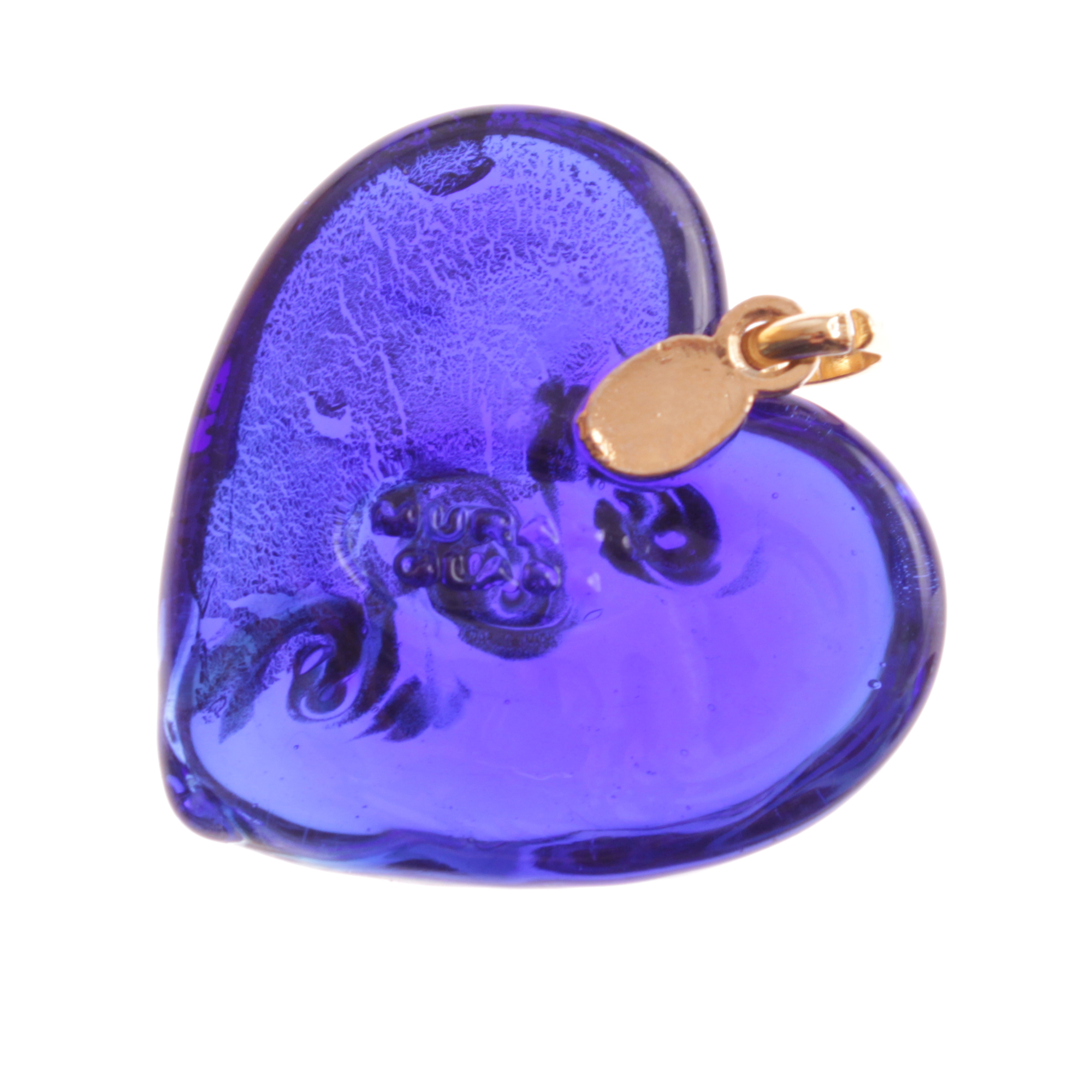 Girello medium Muranoglas Anhänger Blau/Gold; Muranoglas mit echtem Blattgold und Kupfer; hypoallergene, hochwertig vergoldete Öse