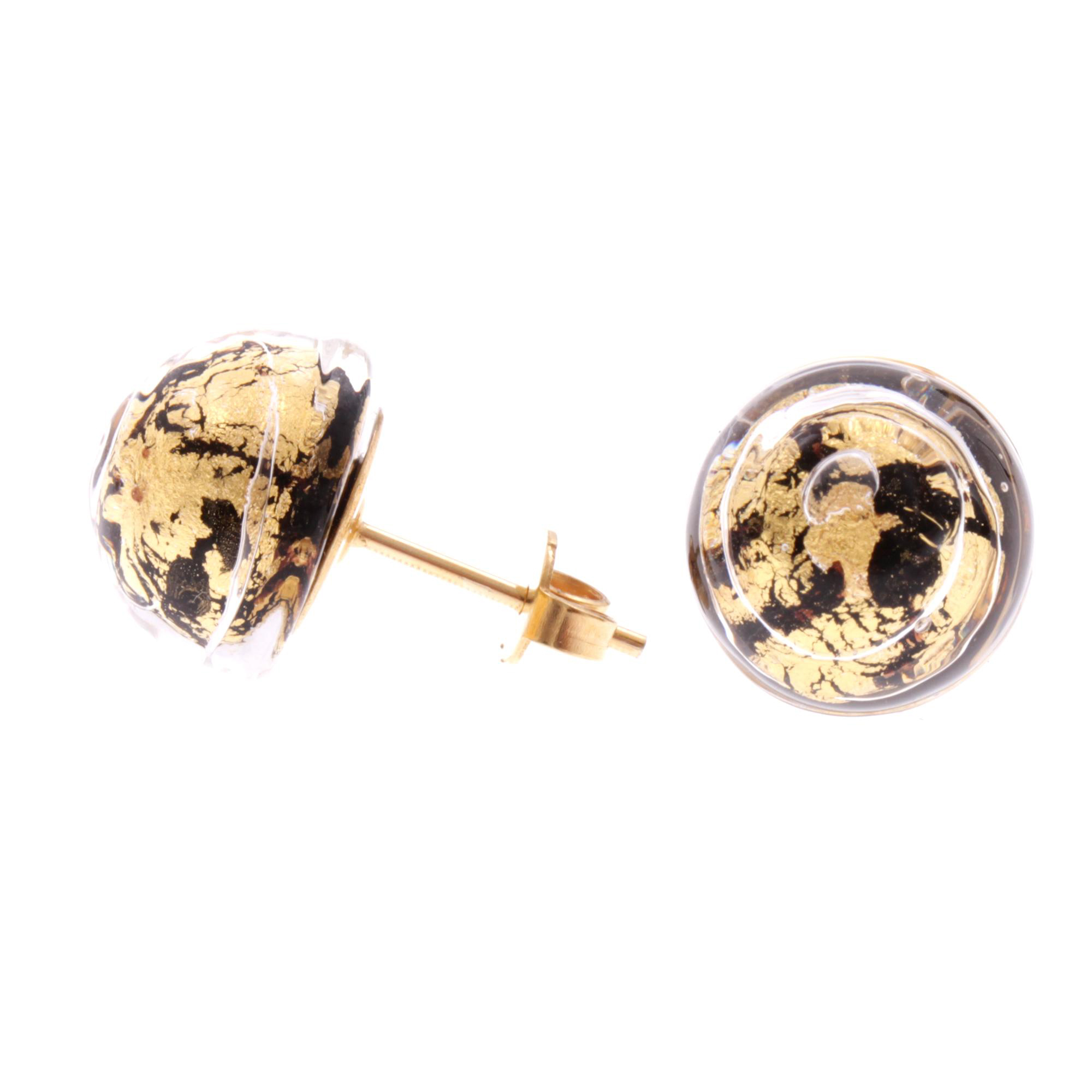 Elevato Ohrstecker Schwarz/Gold aus Muranoglas mit Blattgold