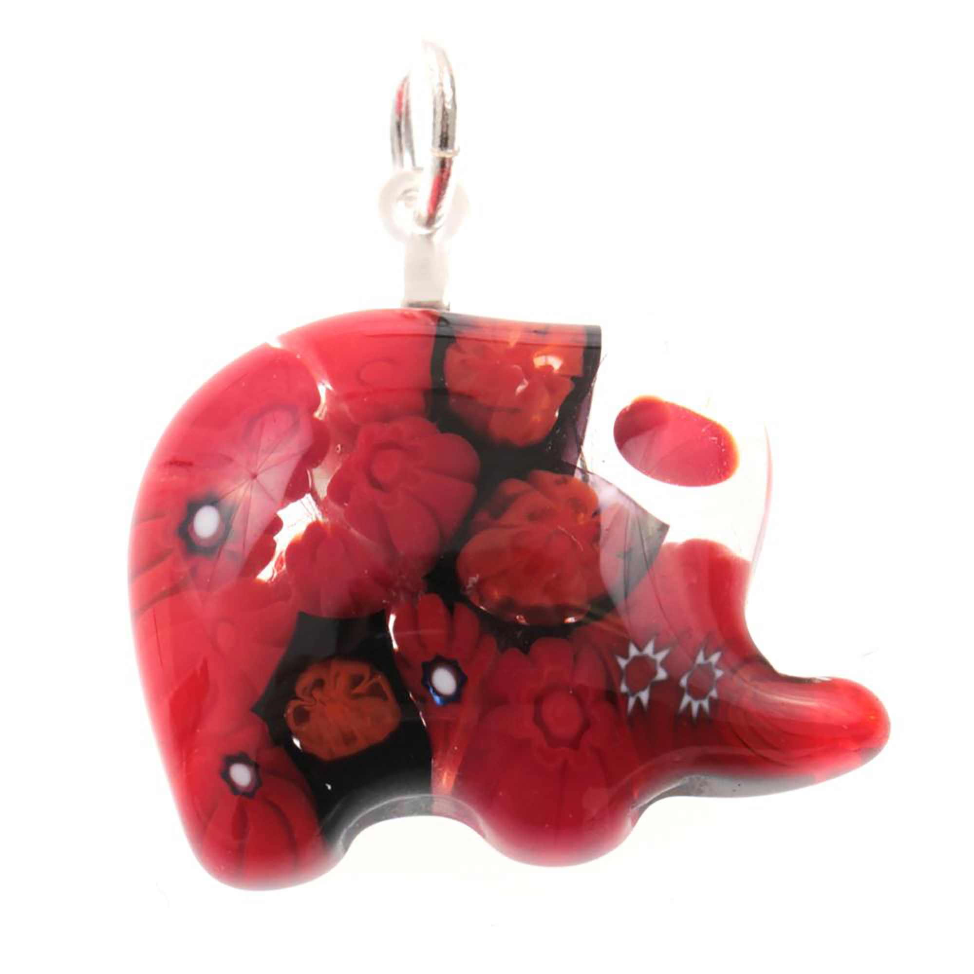 Mille Fiori Anhänger "Caballo" Murano Glas-rot