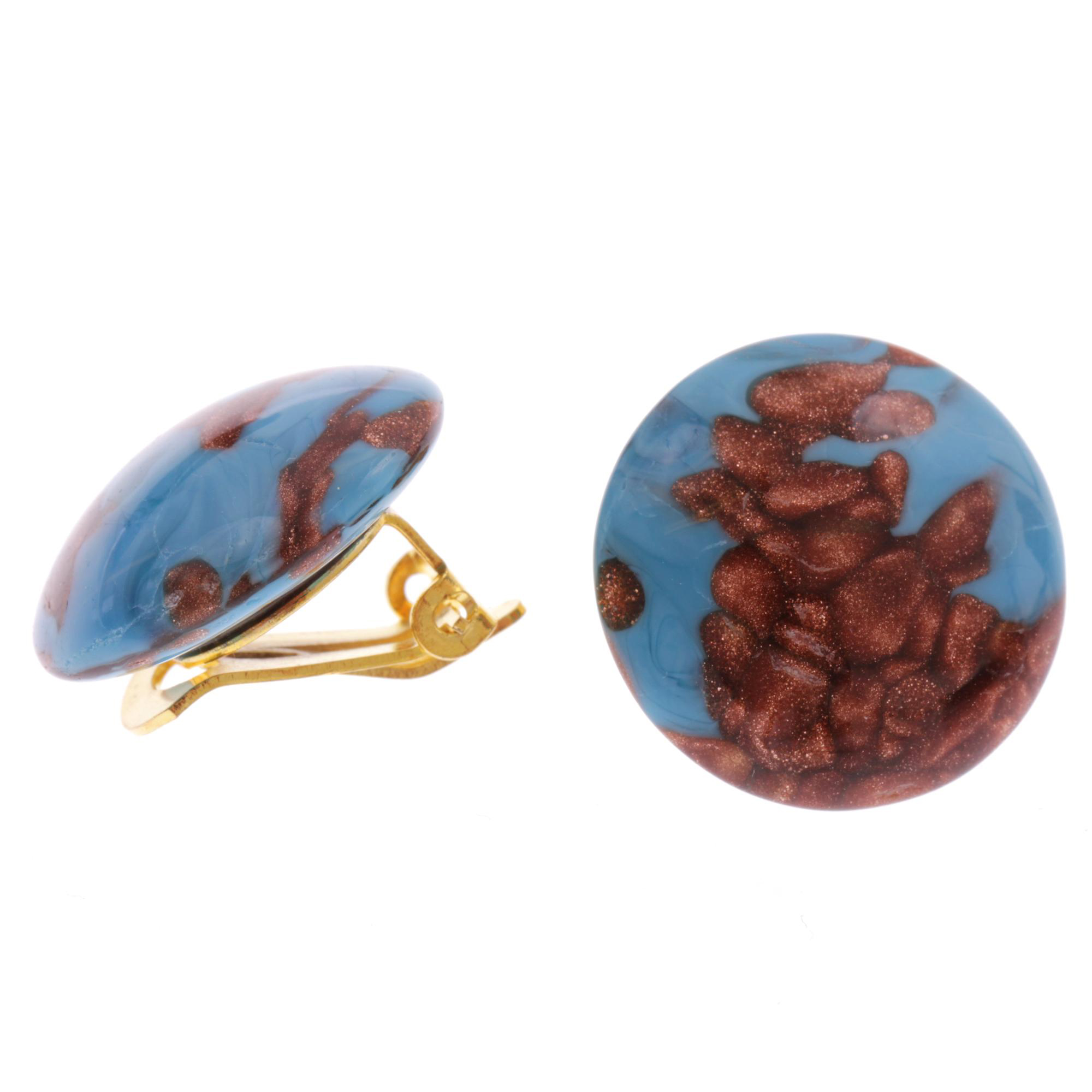 Ohrclip Murano Glas "Mondo" Ohrschmuck-blau-gold