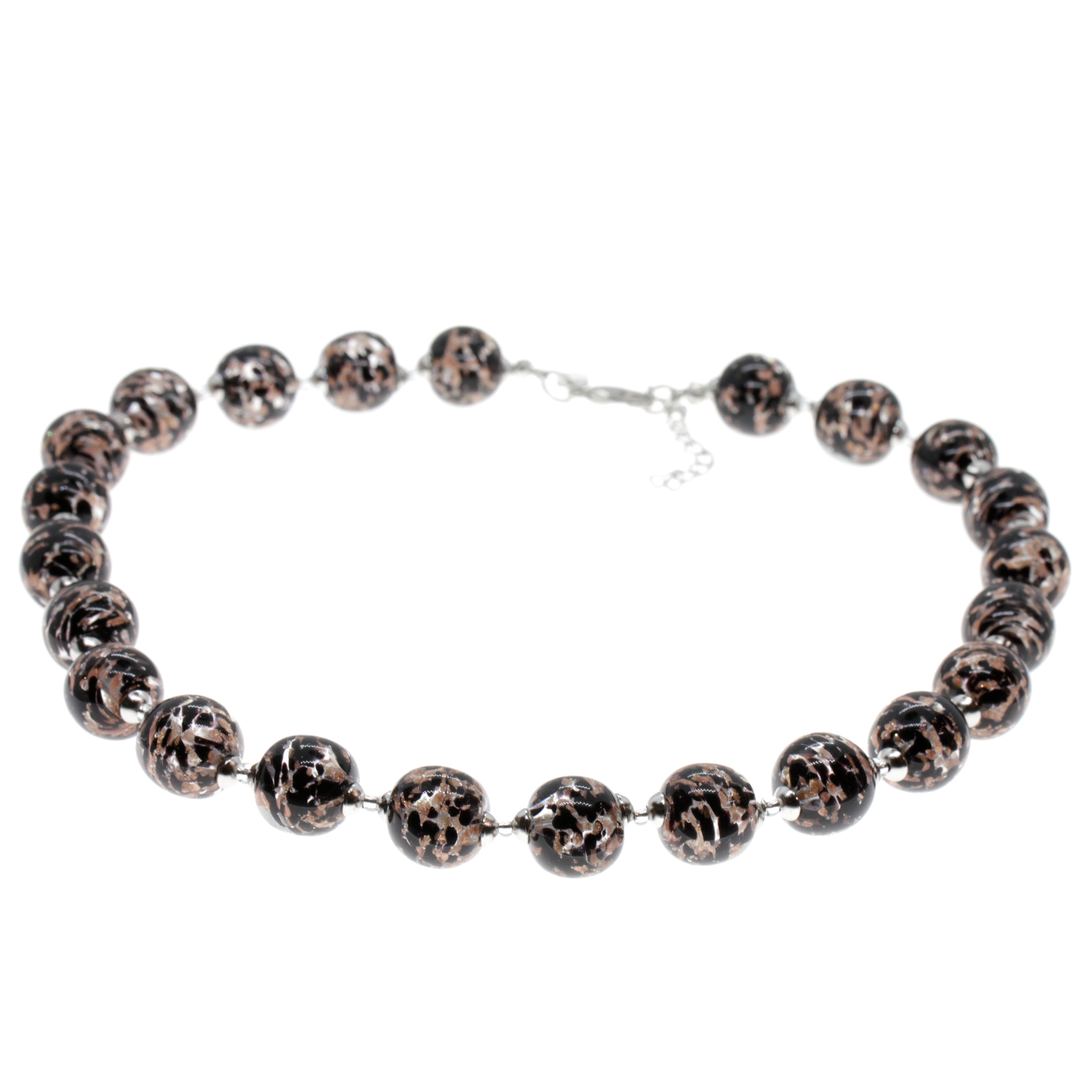Kugel Collier "Verona" Murano Glas Halskette - kupfer silber