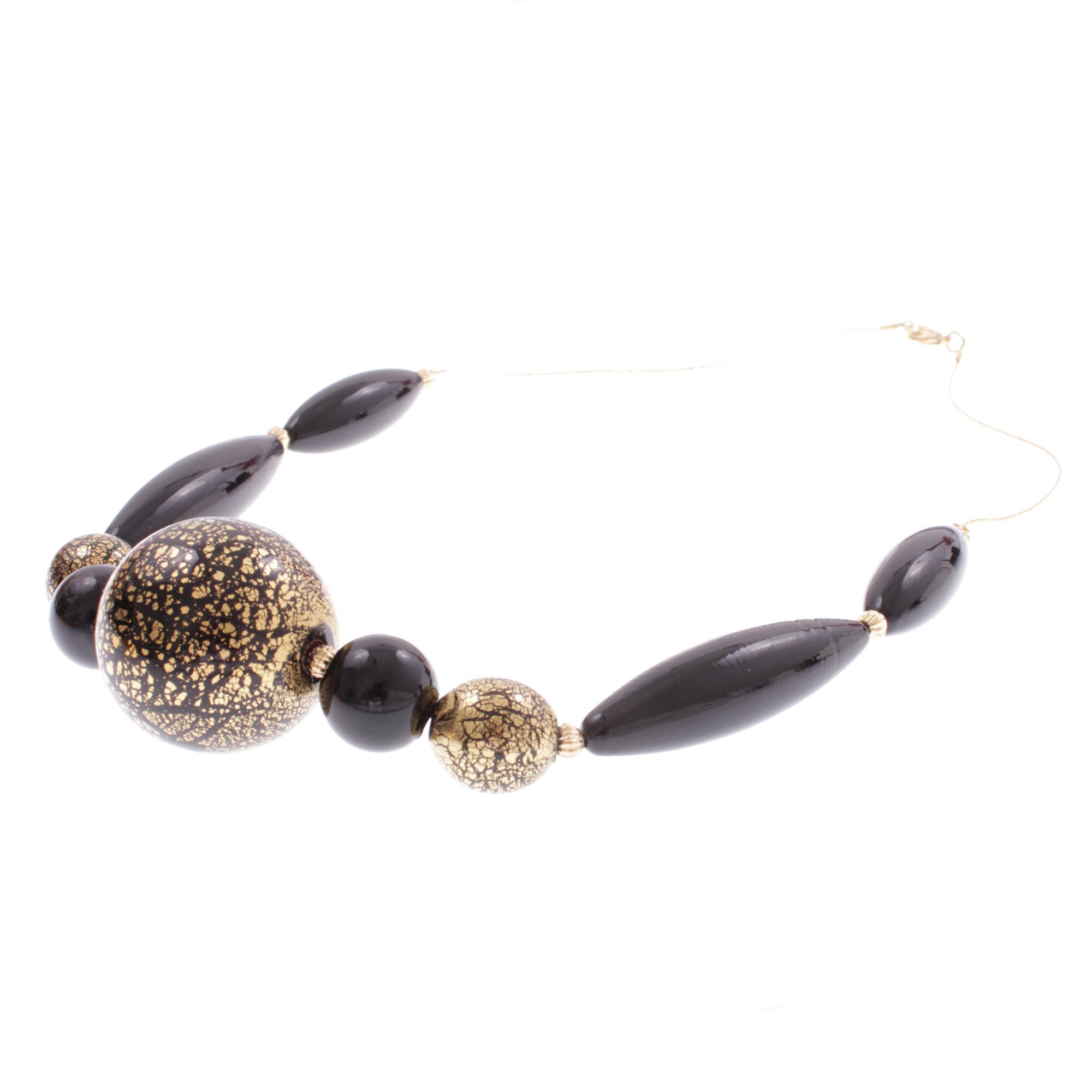 Ein Traum aus echtem Murano Glas Collier "Palina" Halskette-schwarz-gold