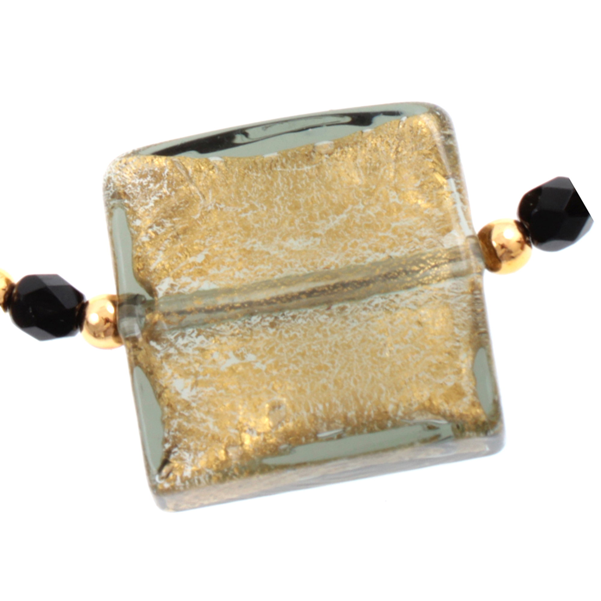 Murano Glas Armband "Mel" -grau-schwarz
