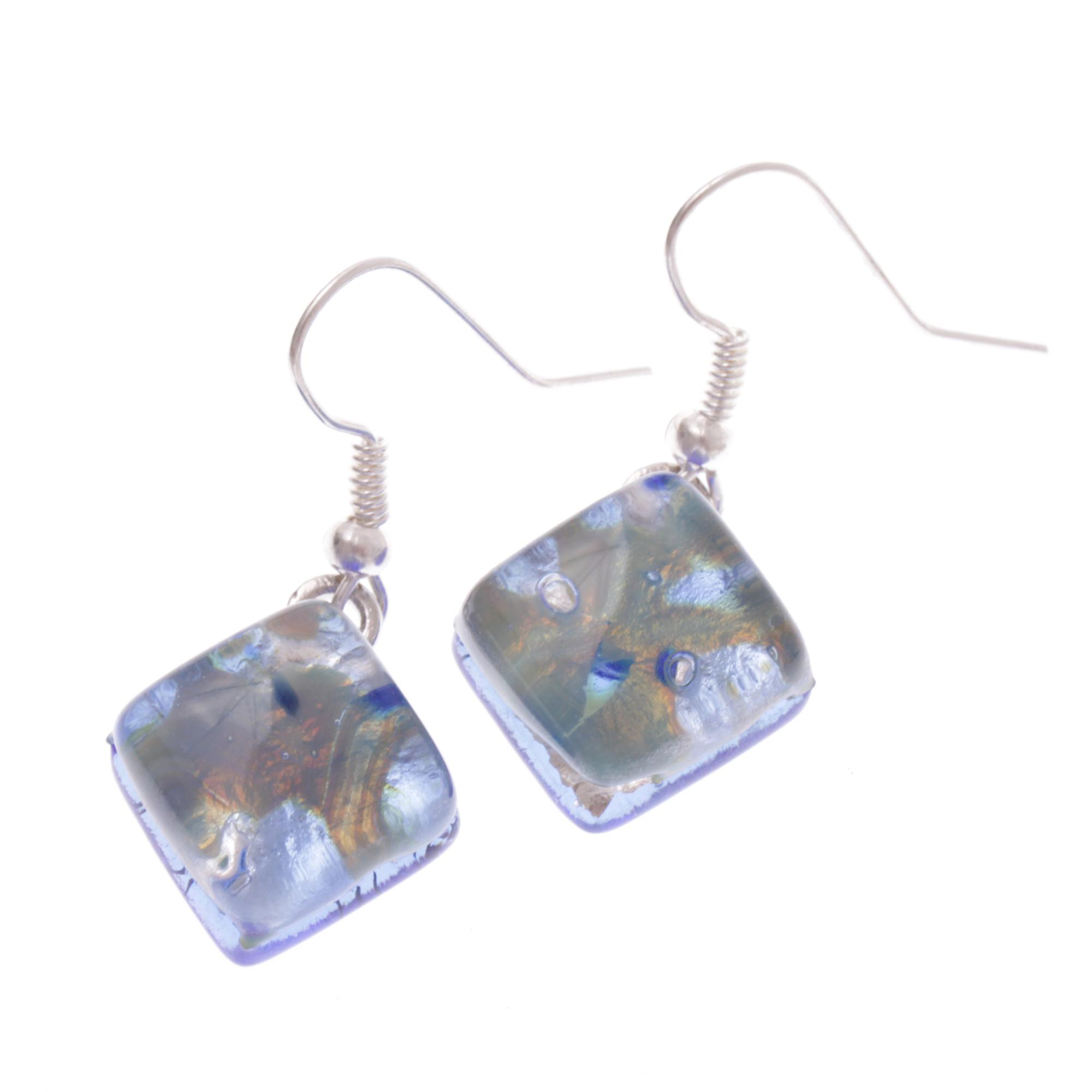 Ashley Muranoglas Ohrhänger Blau/Silber II; Muranoglas mit echtem Blattsilber; hochwertig versilberte äußere Metallteile