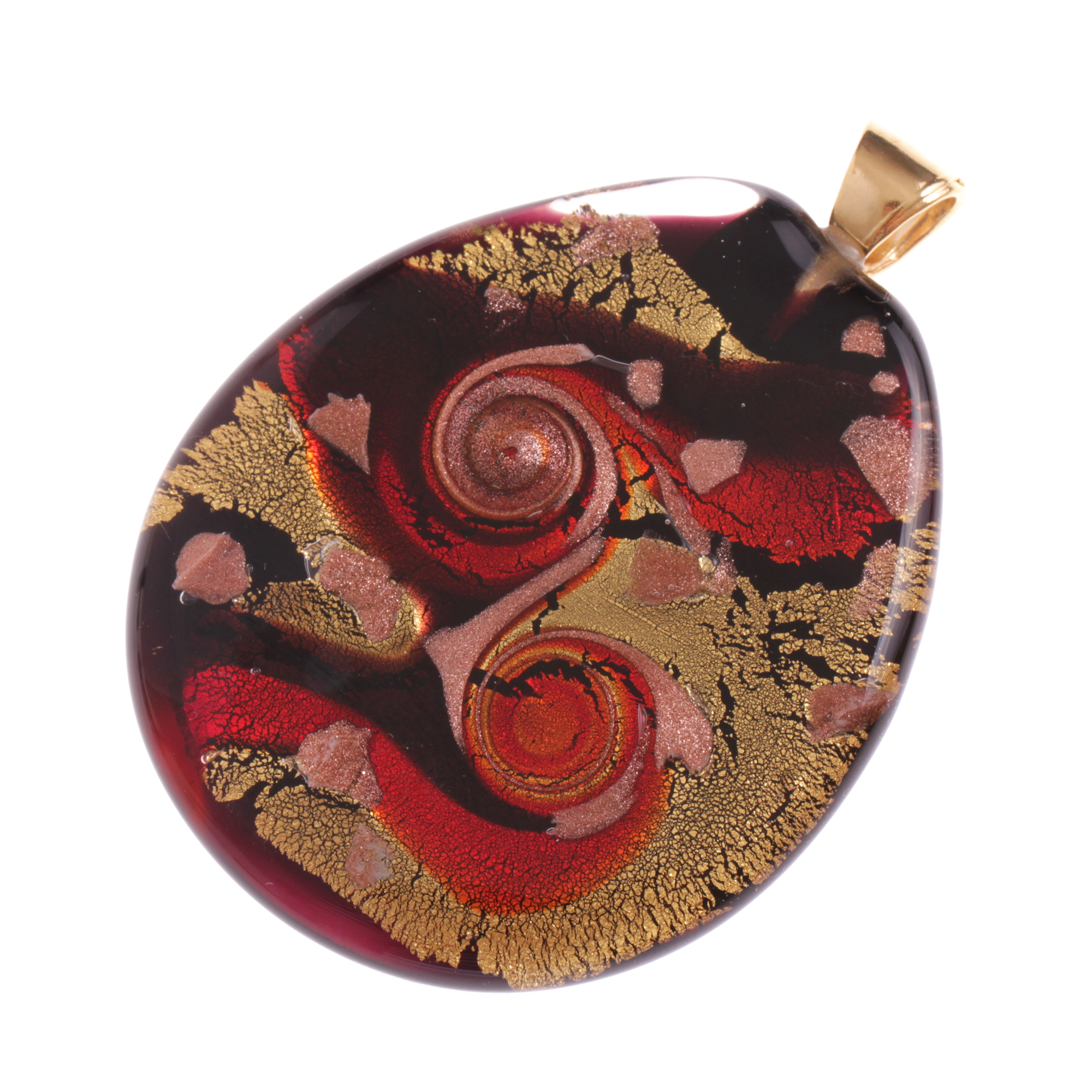 Traumhaft schöner Murano Glas Anhänger "Onorio" -schw rot gold